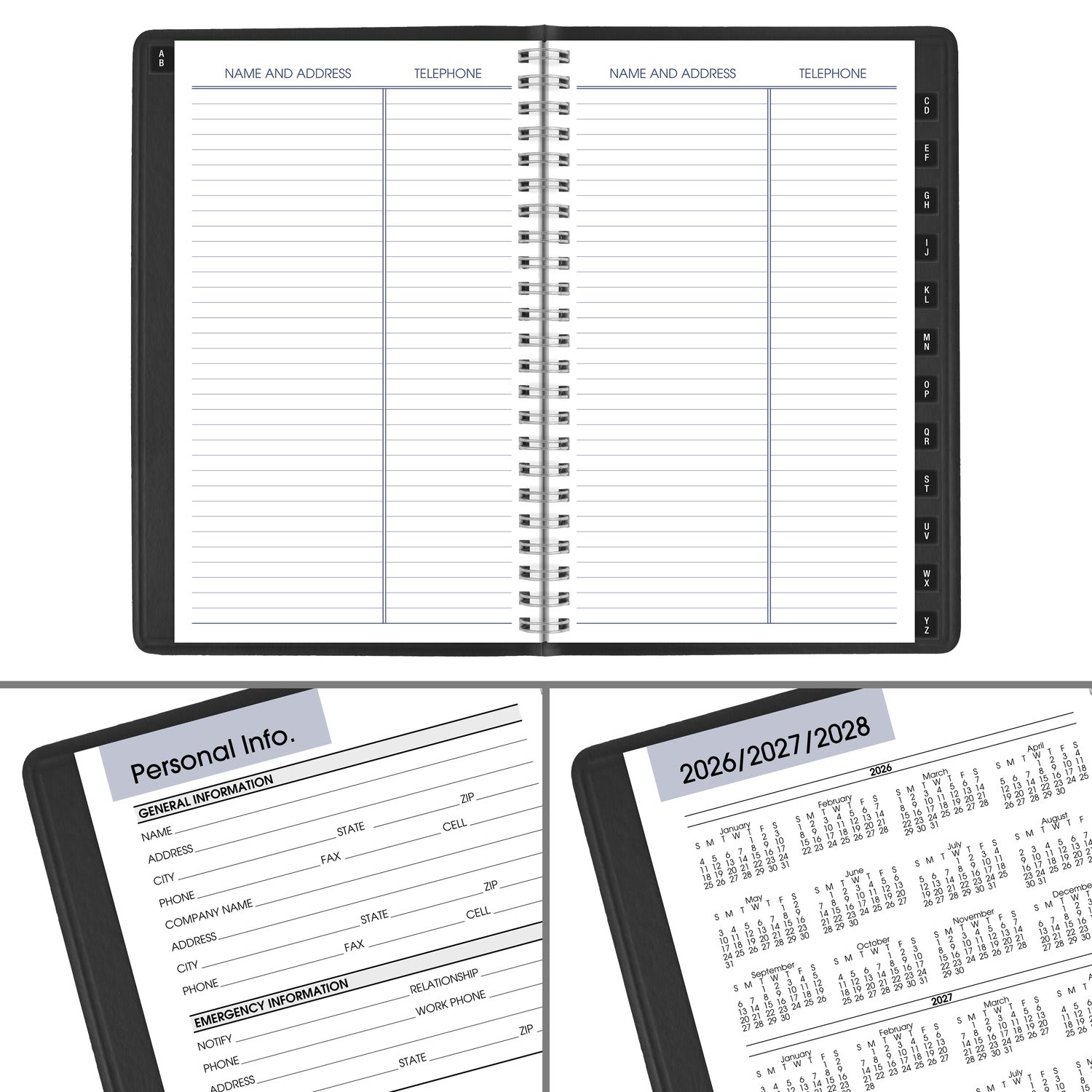 AT-A-GLANCE DayMinder 2027 Weekly Appointment Book Planner, Tabbed Telephone/Address Pages, Black, Small, 5in x 8in - Image 6