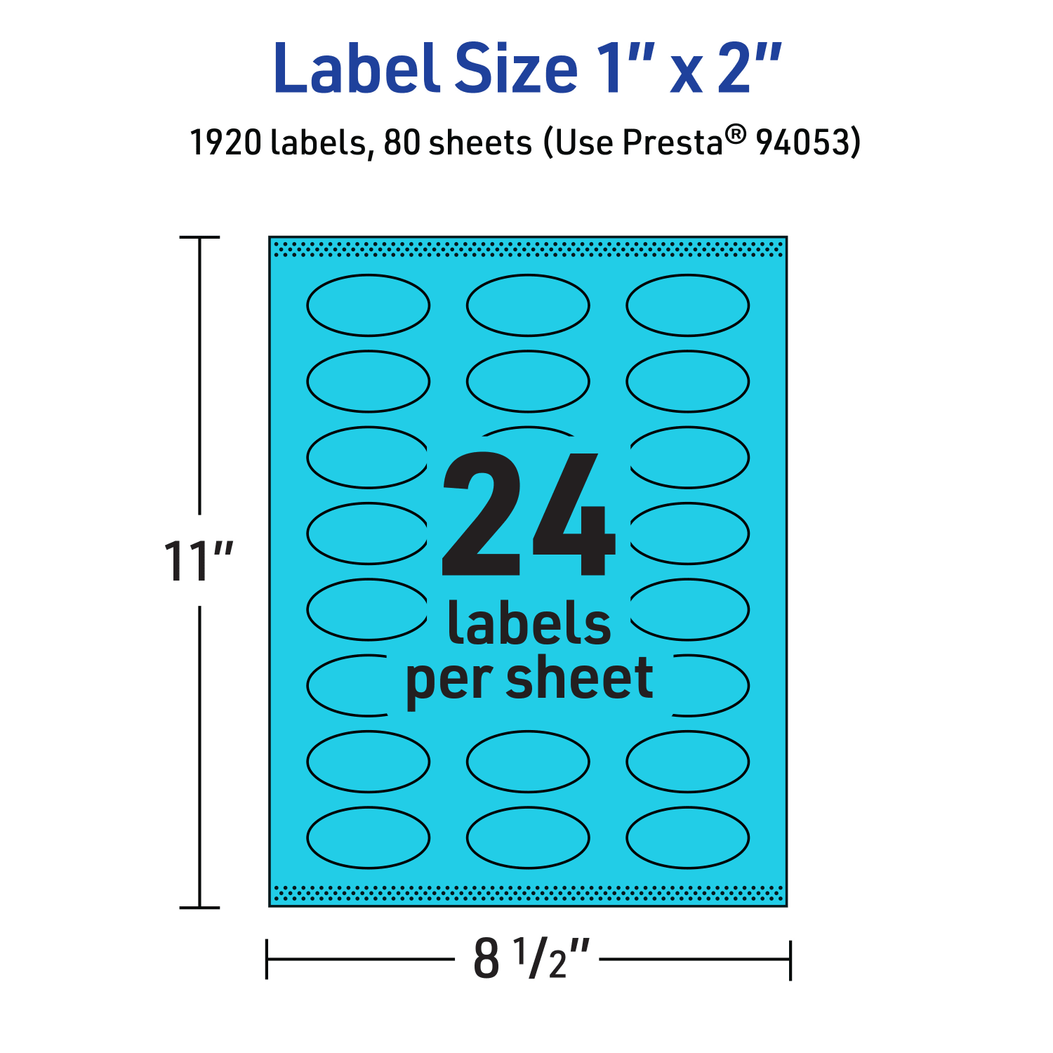 Avery Print-To-The-Edge Labels With Sure Feed Technology And Easy Peel Label Feature, 94053-BBP80, Oval, 1in x 2in, Matte Bright Blue, Pack of 1920 - Image 6