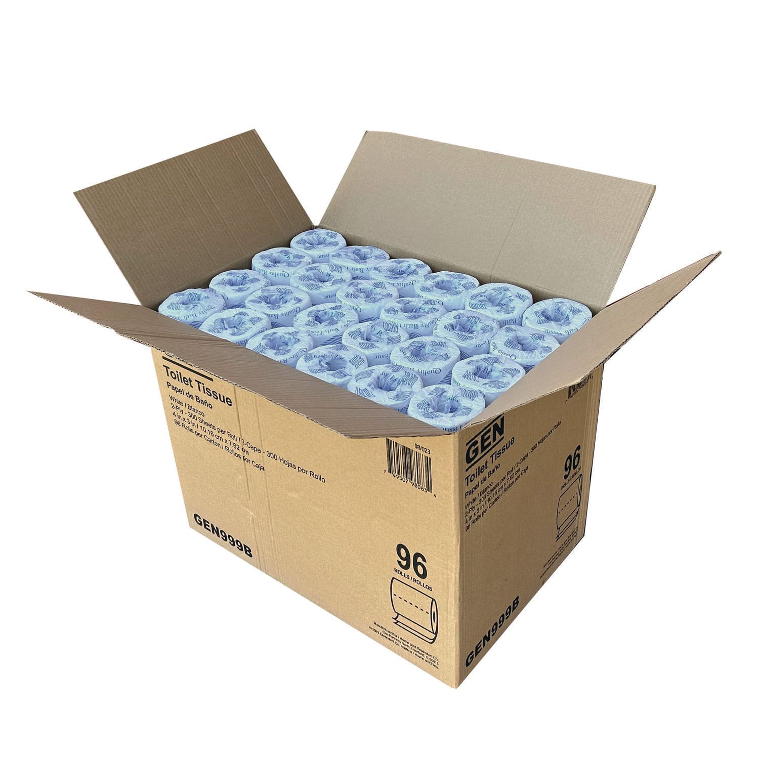 GEN Standard Bath Tissue, Wrapped, Septic Safe, 2-Ply, White, 300 Sheets/Roll, 96 Rolls/Carton - Image 6