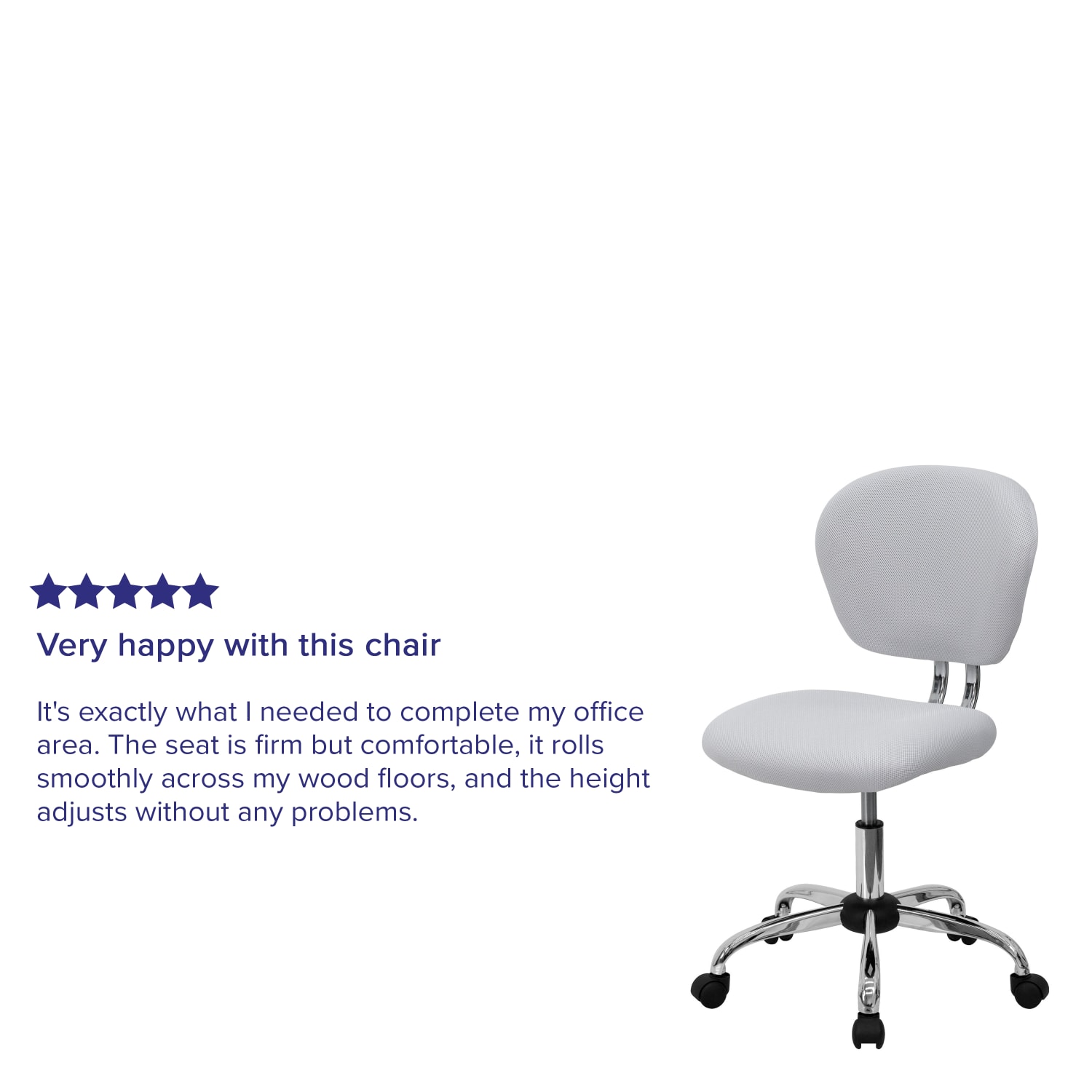 Flash Furniture Mesh Mid-Back Swivel Task Chair, White/Silver - Image 6