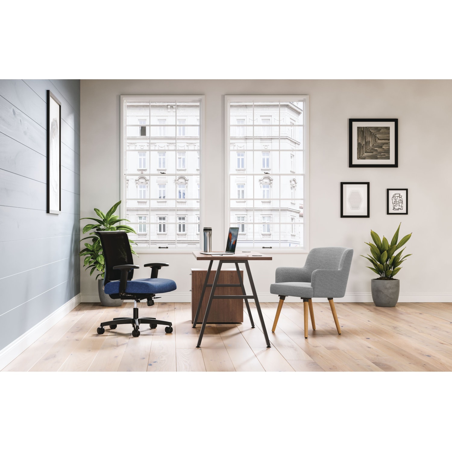 HON Mod 60inW Table Writing Desk With Mobile Storage, Black/Sepia Walnut - Image 3