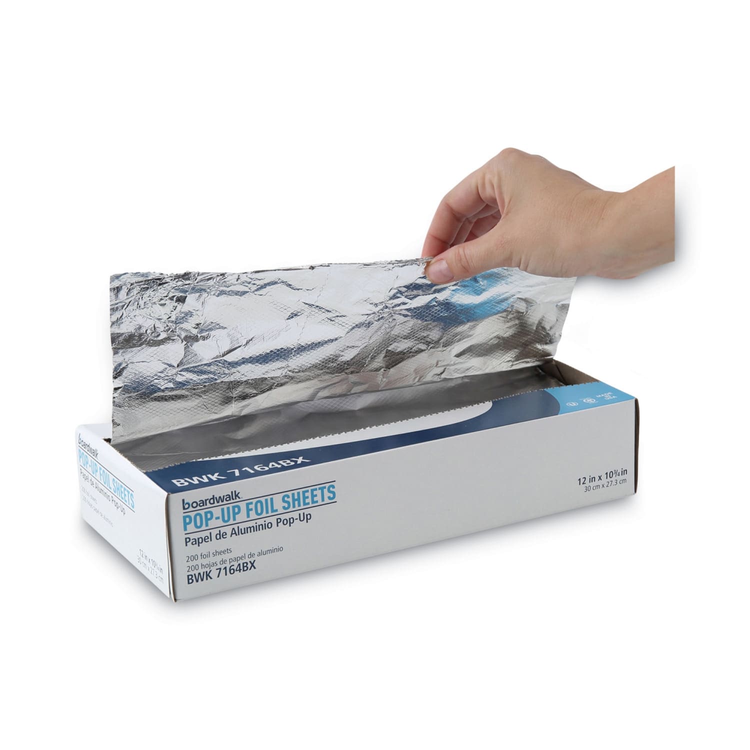 Boardwalk Standard Aluminum Foil Pop-Up Sheets, 12in x 10-3/4in, Silver, 200 Sheets Per Box, Carton Of 12 Boxes - Image 4