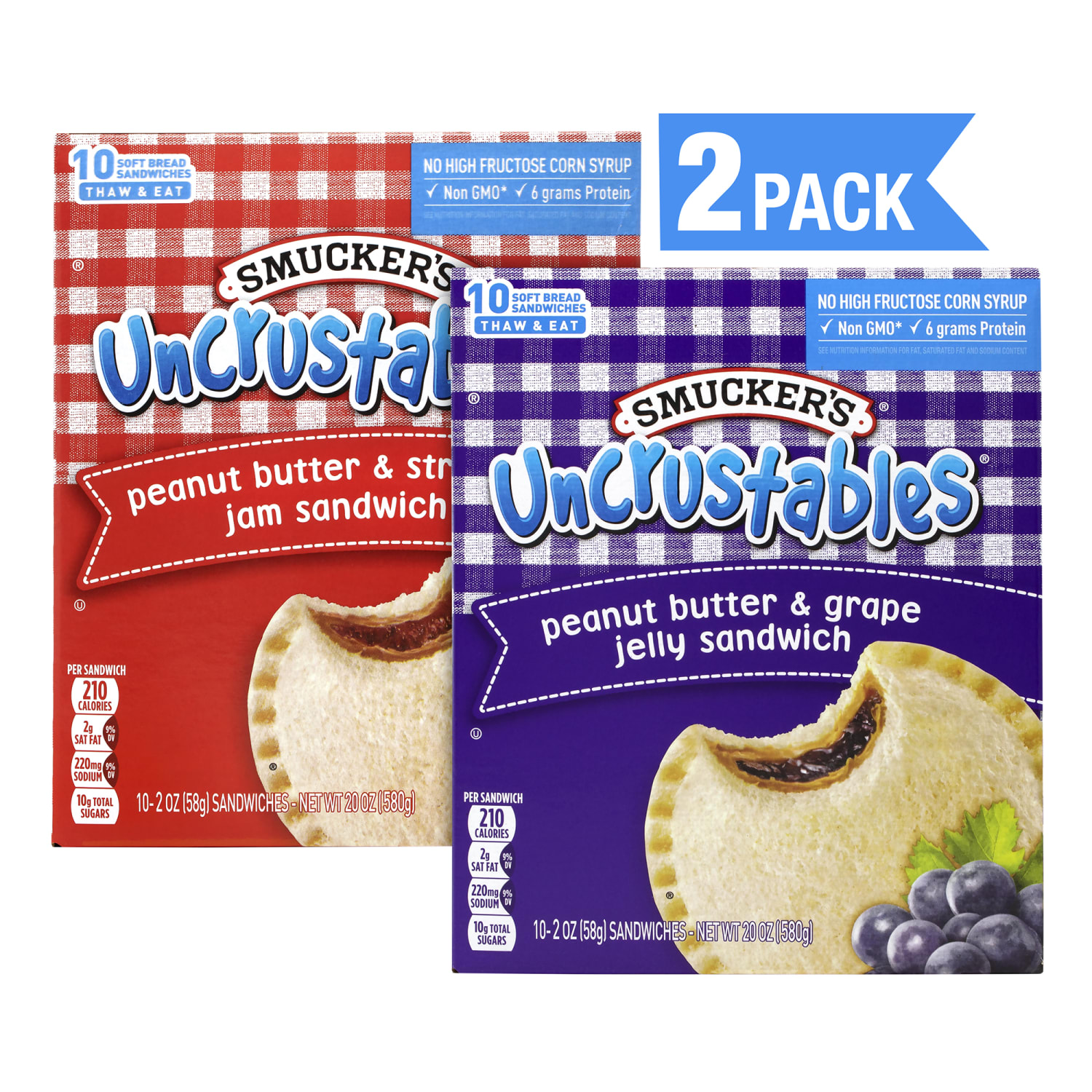 Smuckers Uncrustables Variety Pack, 2 Oz, 10 Sandwiches Per Box, Pack Of 2 Boxes - Image 3