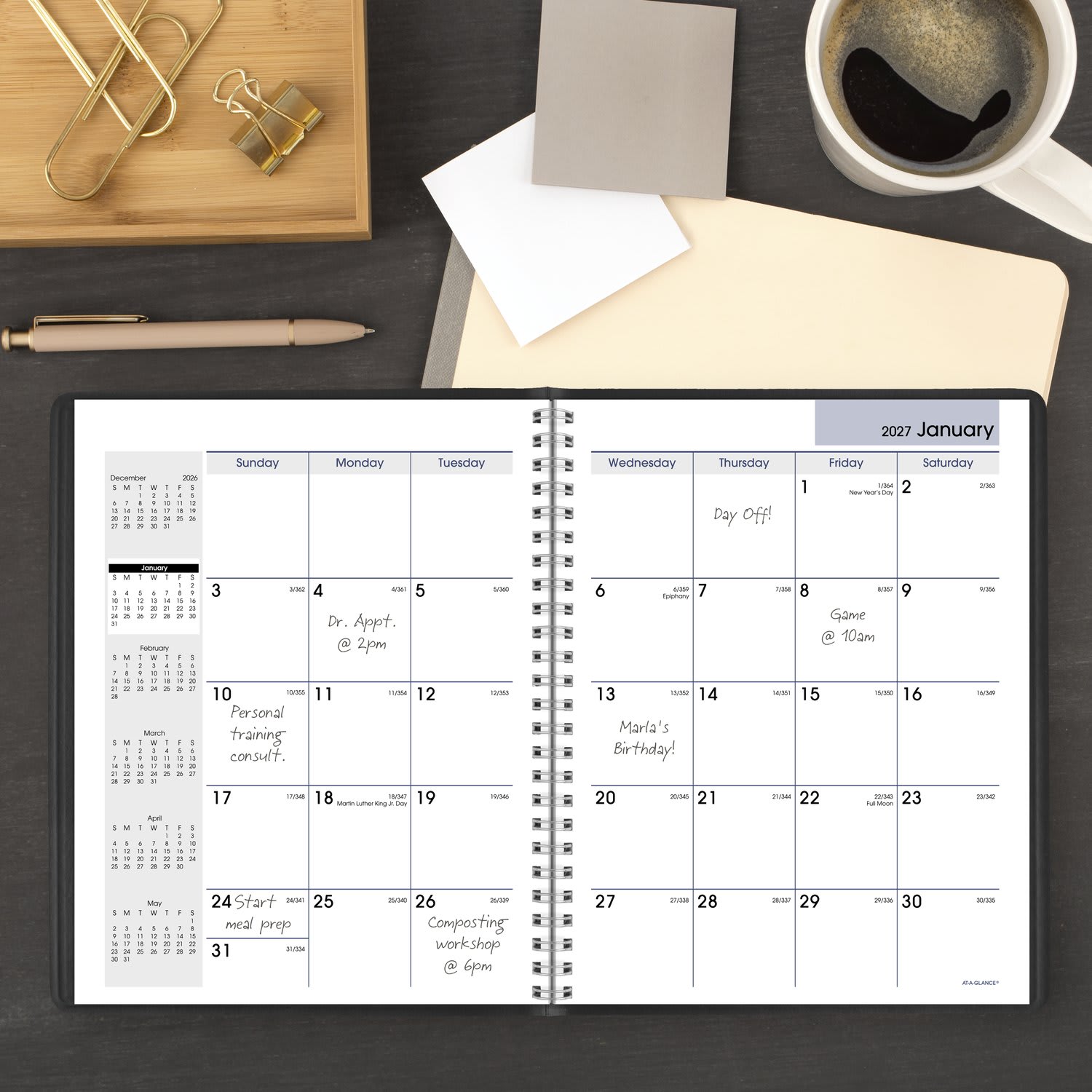 AT-A-GLANCE DayMinder 2027 Monthly Planner, Black, Medium, 7in x 8 3/4in - Image 3