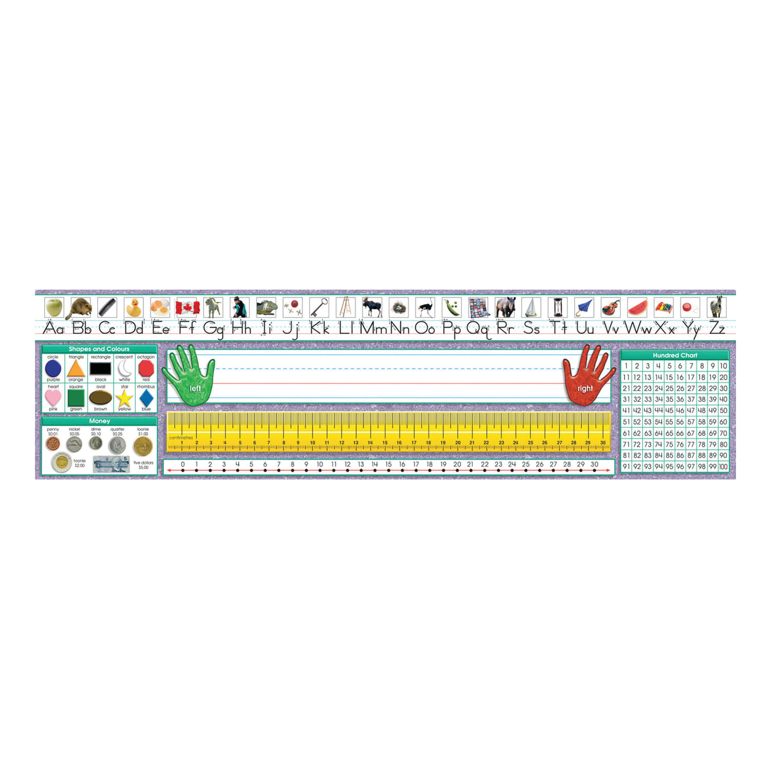 North Star Teacher Resources Canadian Primary Desk Plates, 19in x 5in, Traditional Manuscript Canadian, Pack Of 36 Plates, Set Of 3 Packs