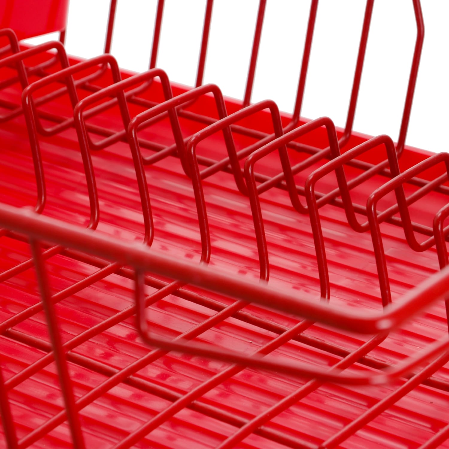 MegaChef Dish Rack With 14 Plate Positioners And Detachable Utensil Holder, 17-1/2in, Red - Image 4