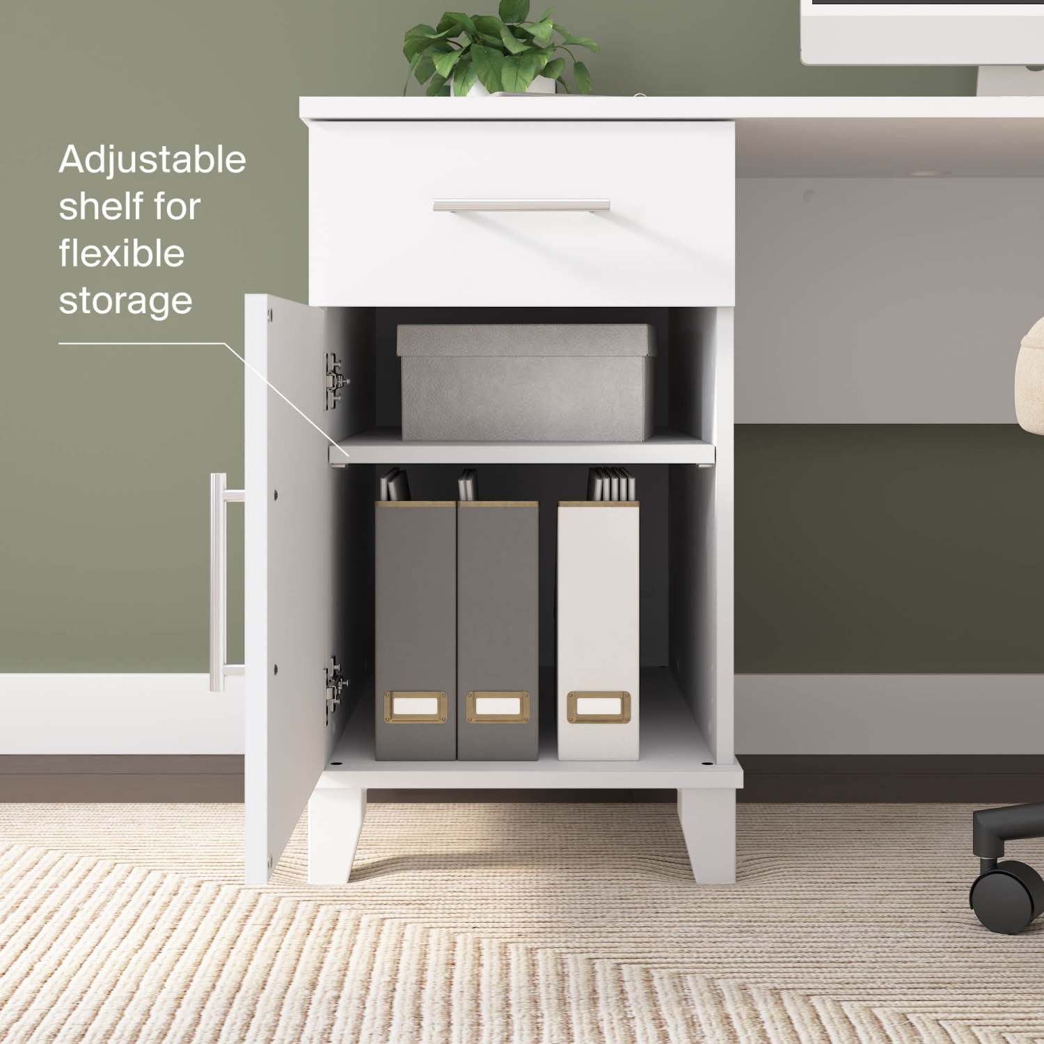 Bush Furniture Somerset 54inW Office Desk With Drawers, White, Standard Delivery - Image 5
