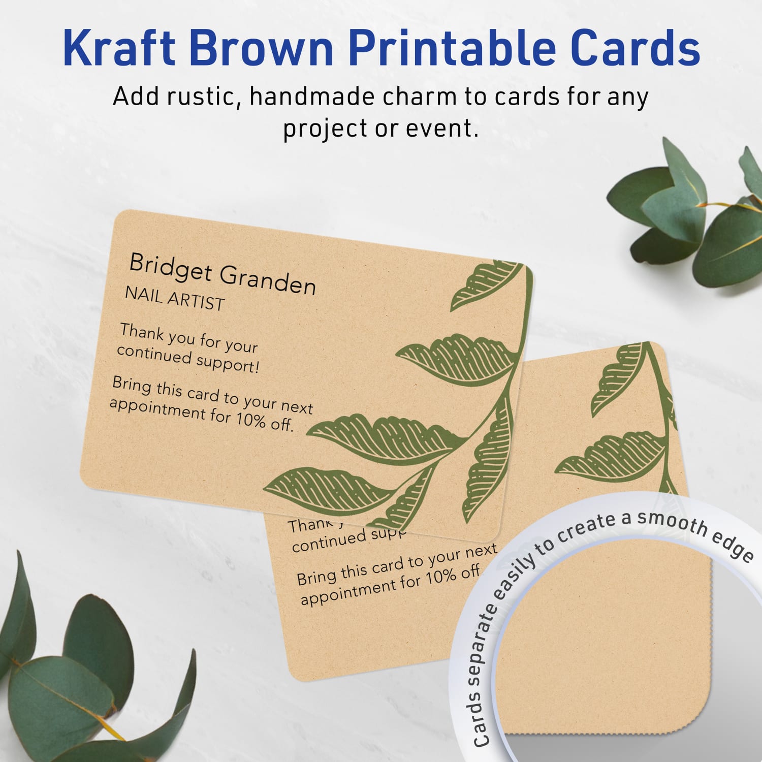 Avery Printable Postcards With Sure Feed Technology, 6in x 9in Rectangle Rounded Corners, Kraft Brown, Pack Of 25 - Image 3