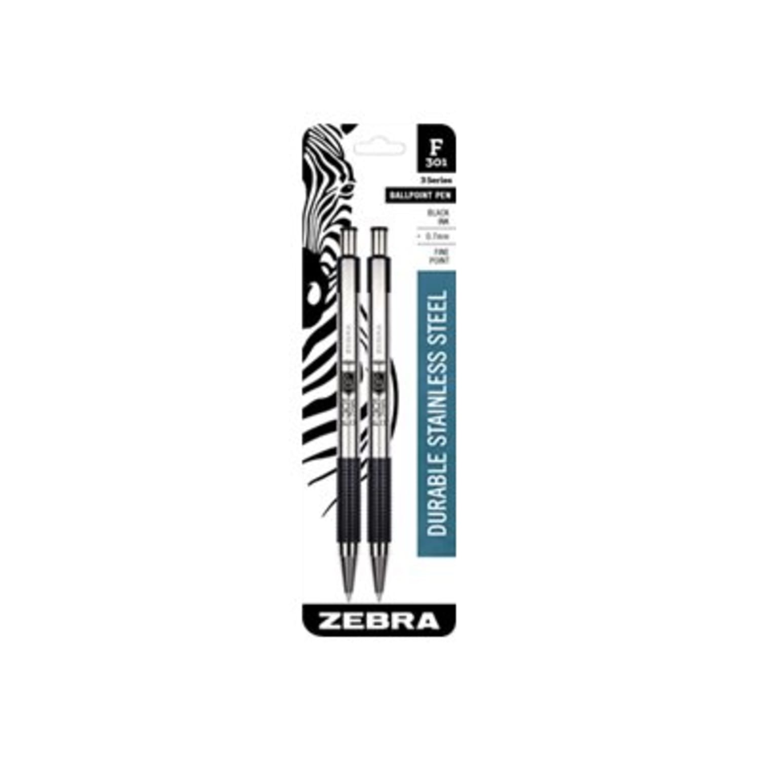 Zebra Pen F-301 Stainless Steel Retractable Ballpoint Pens, Pack Of 4, Fine Point, 0.7 mm, Black Ink - Image 3