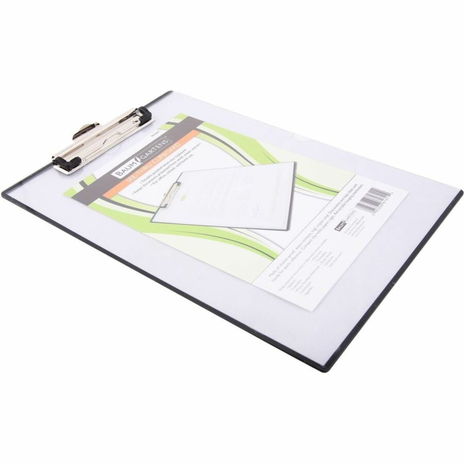 Baumgartens Double-Panel See-Thru Clipboard, 8 1/2in x 11in, Clear - Image 4