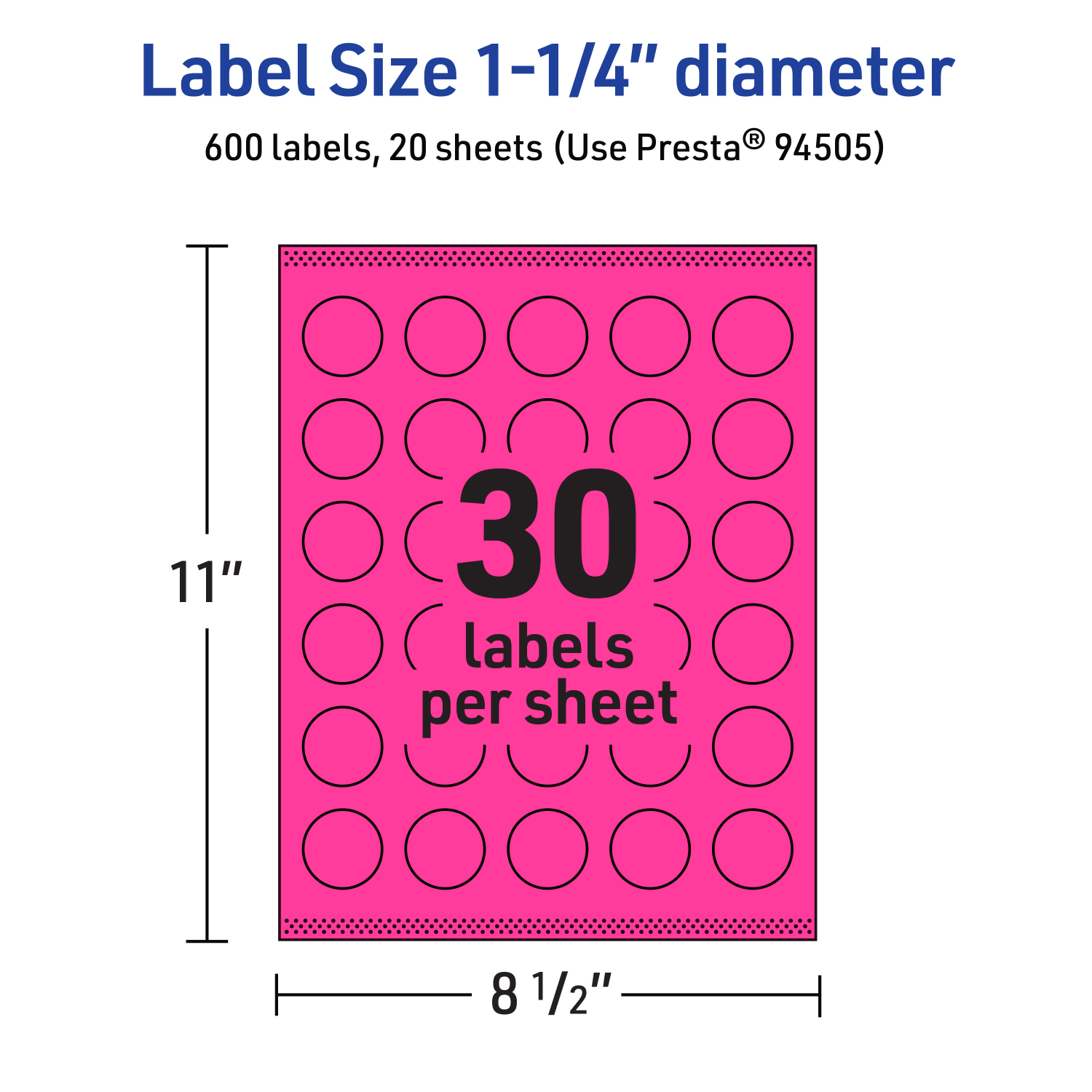 Avery Print-To-The-Edge Labels With Sure Feed Technology, 94505-NMP20, Round, 1-1/4in, Matte Neon Magenta, Pack of 600 - Image 6