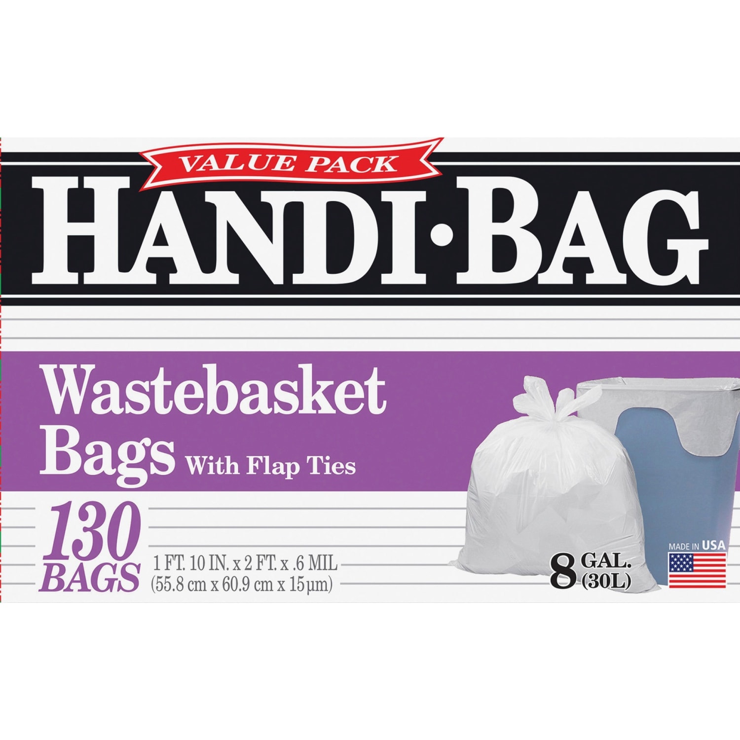 Draw N Tie 0.6-mil Handi Bag Waste Liners, 8 Gallons, 21-1/2in x 24in, White, Box Of 130 - Image 6