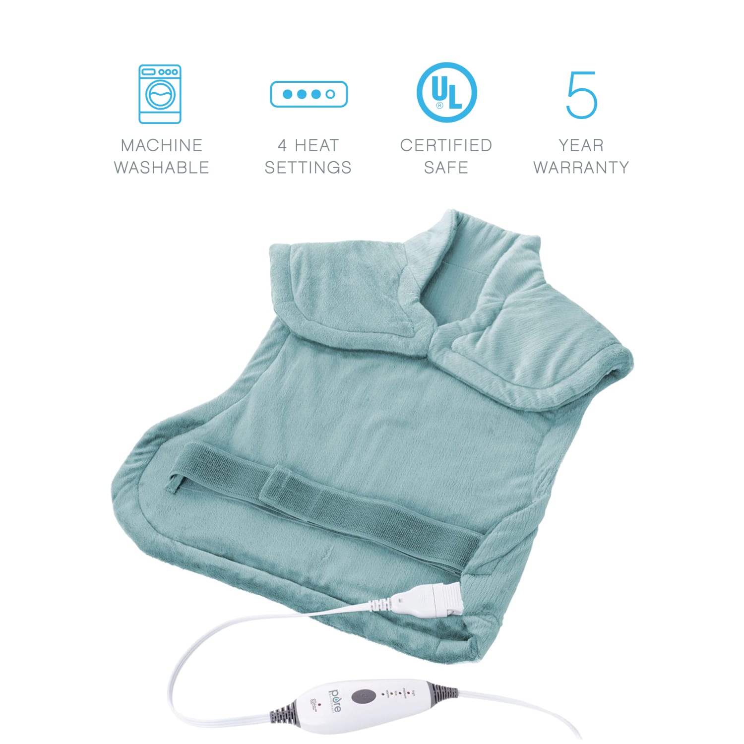 Pure Enrichment PureRelief XL King Size Heating Pad, 23-1/2in x 11-1/2in, Sea Glass - Image 4