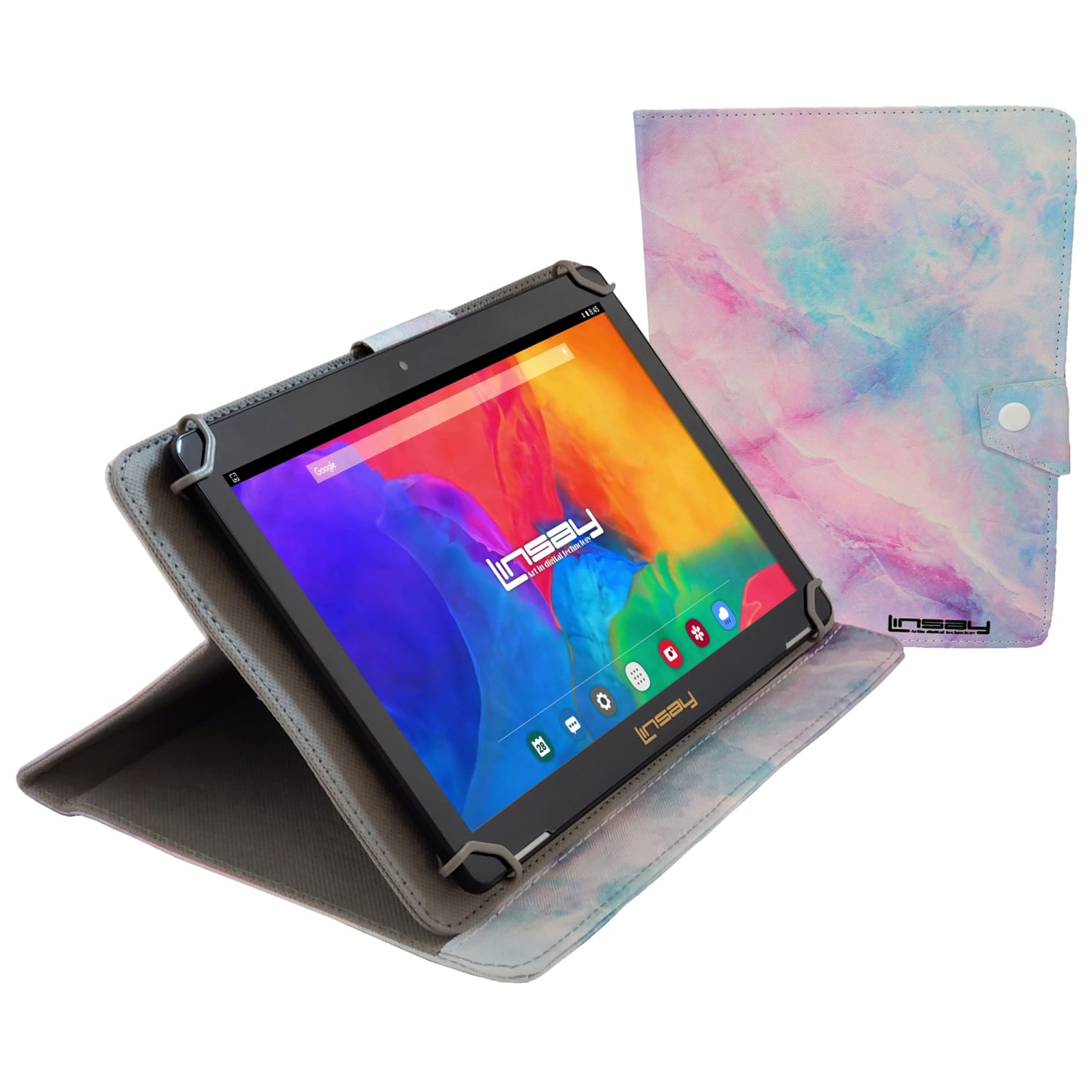 Linsay F10IPS Tablet, 10.1in Screen, 2GB Memory, 64GB Storage, Android 13, Pink Marble - Image 4