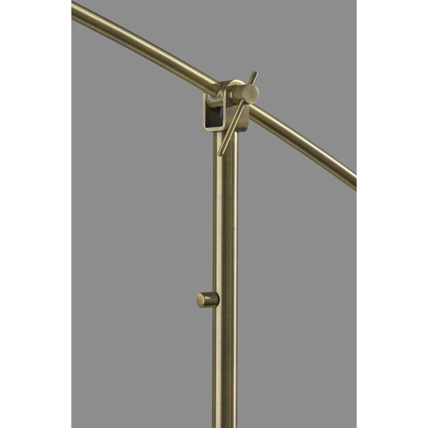 Adesso Leroy Arc Floor Lamp, Adjustable, 87inH, Off-White Shade/Black & Antique Brass Base - Image 5