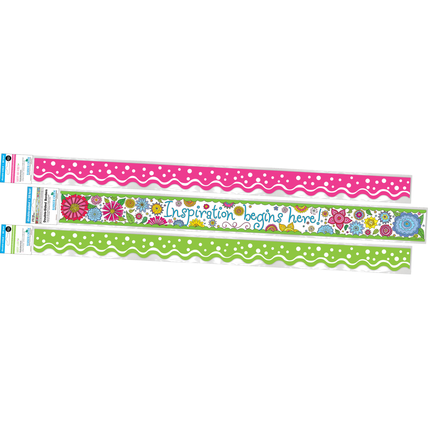 Barker Creek Double-Sided Borders, Straight-edge and Scalloped-edge, Garden Oasis, 38 Strips Per Set - Image 6