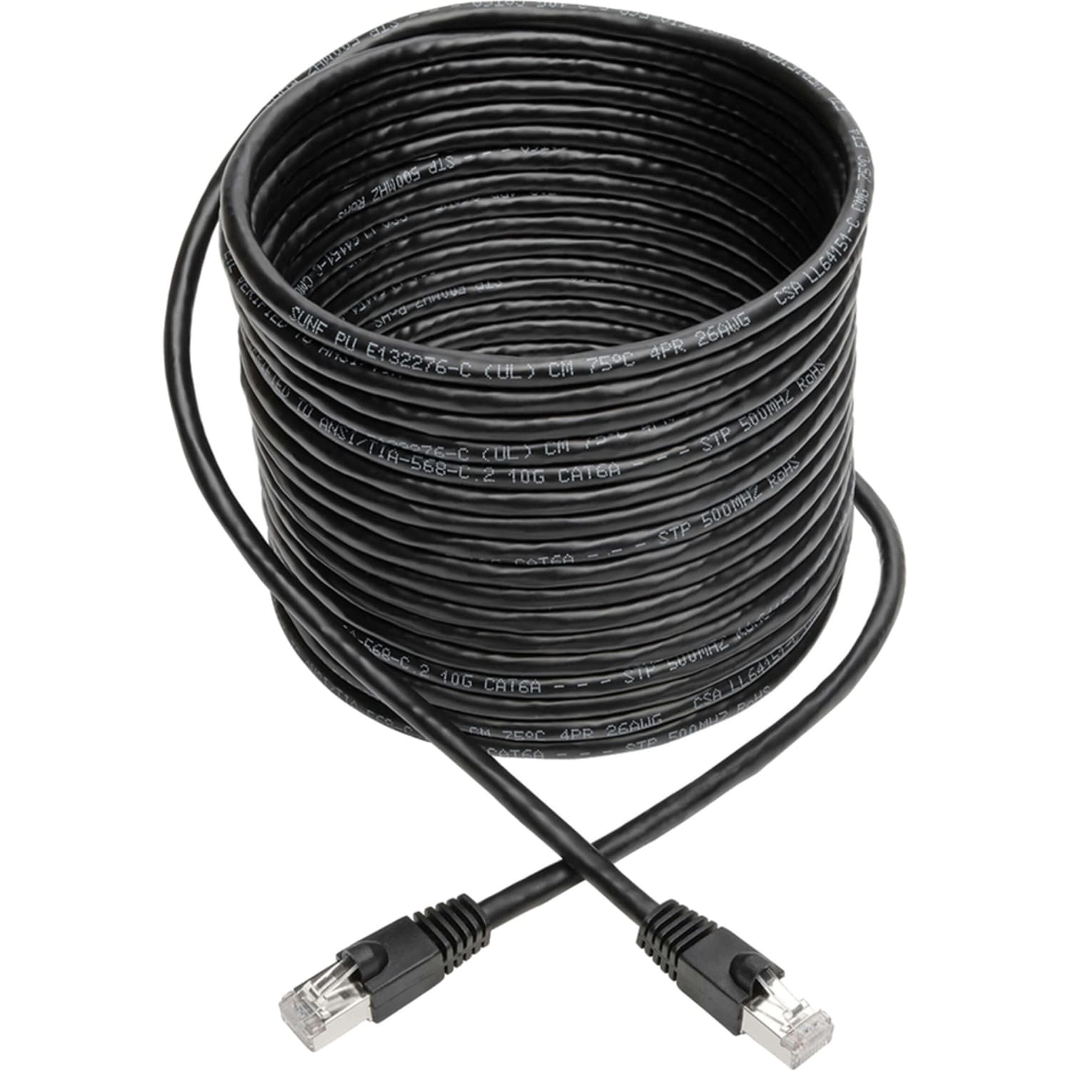 Tripp Lite Cat6a Snagless Shielded STP Patch Cable 10G, PoE Black M/M 30ft - First End: 1x RJ-45 Male Network - N262030BK - Image 3