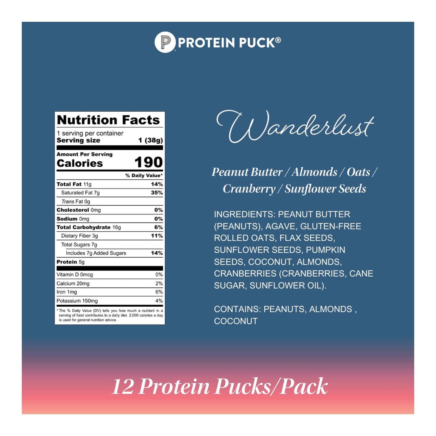 Protein Puck, Wanderlust, Peanut Butter Cranberry - 24-1.34 oz - Image 5