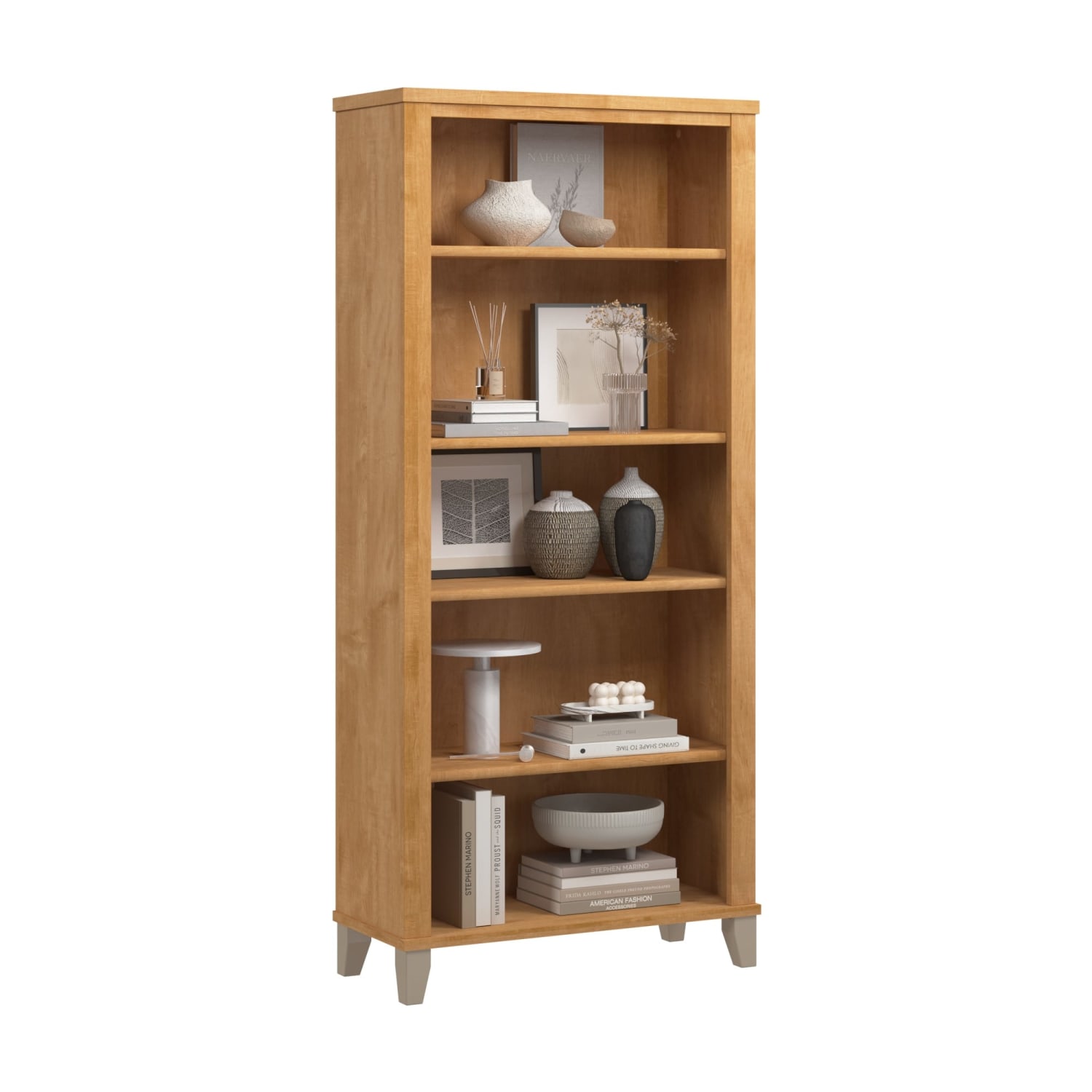 Bush Business Furniture Somerset 66inH 5-Shelf Bookcase, Maple Cross, Standard Delivery