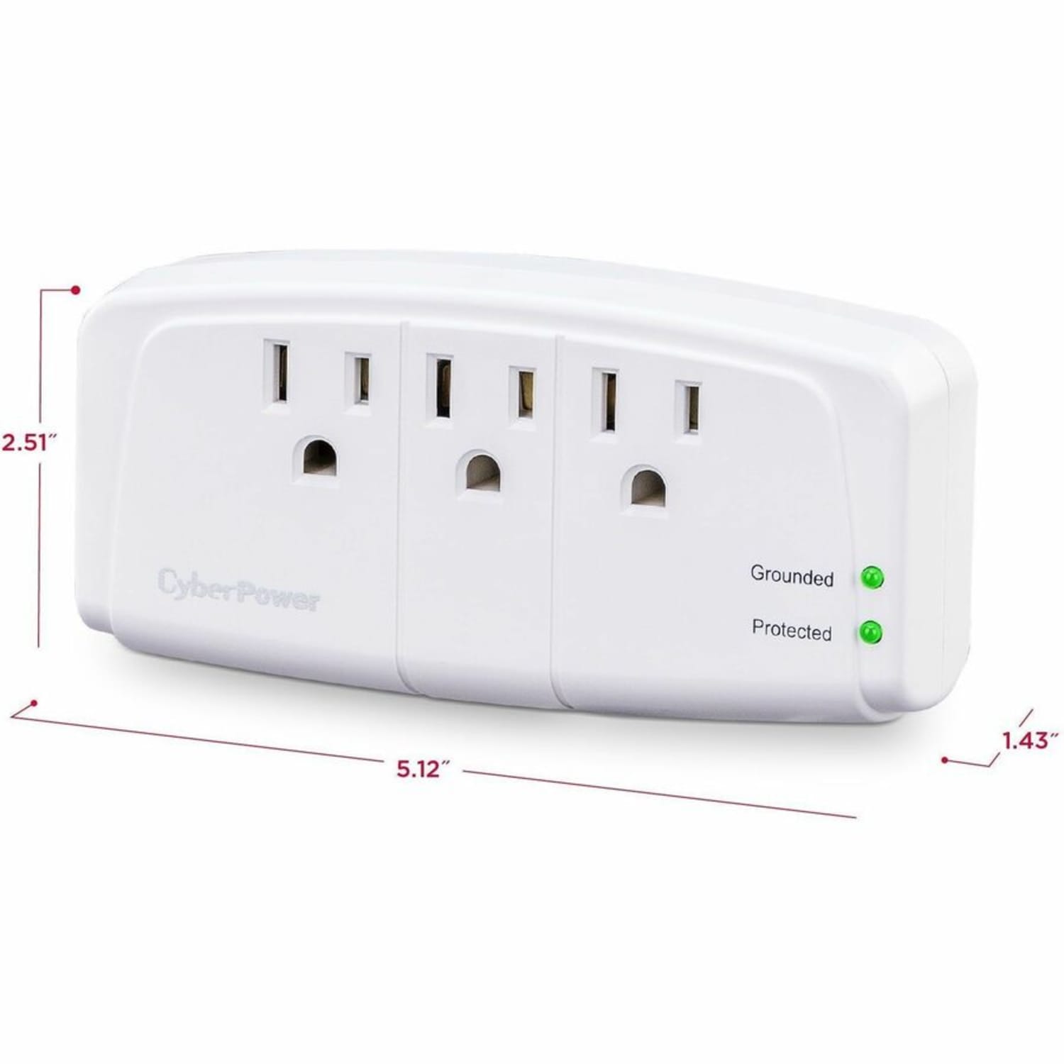 CyberPower CSB300W Essential 3 - Outlet Surge with 900 J - Clamping Voltage 800V, NEMA 5-15P, Wall Tap, EMI/RFI Filtration, White, Lifetime Warranty - Image 5