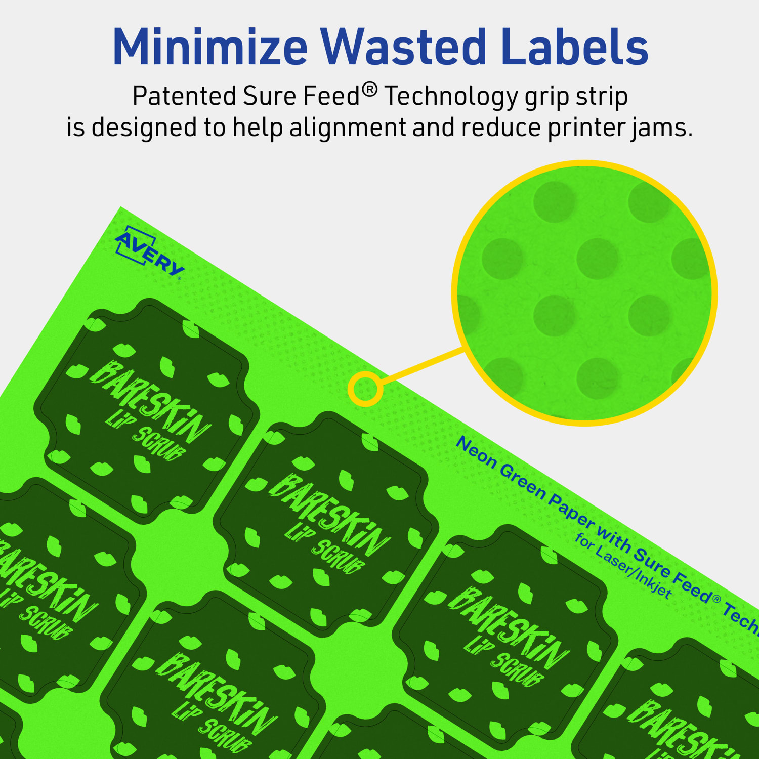 Avery Print-To-The-Edge Labels With Sure Feed Technology, 94110-NGP10, Square Scalloped, 1-5/8in x 1-5/8in, Matte Neon Green, Pack of 200 - Image 5
