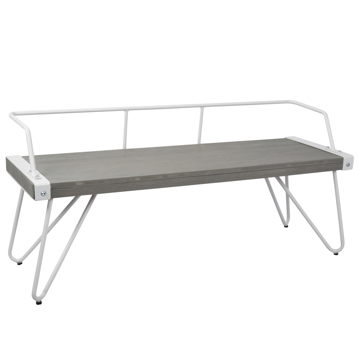 LumiSource Stefani Bench, White/Gray