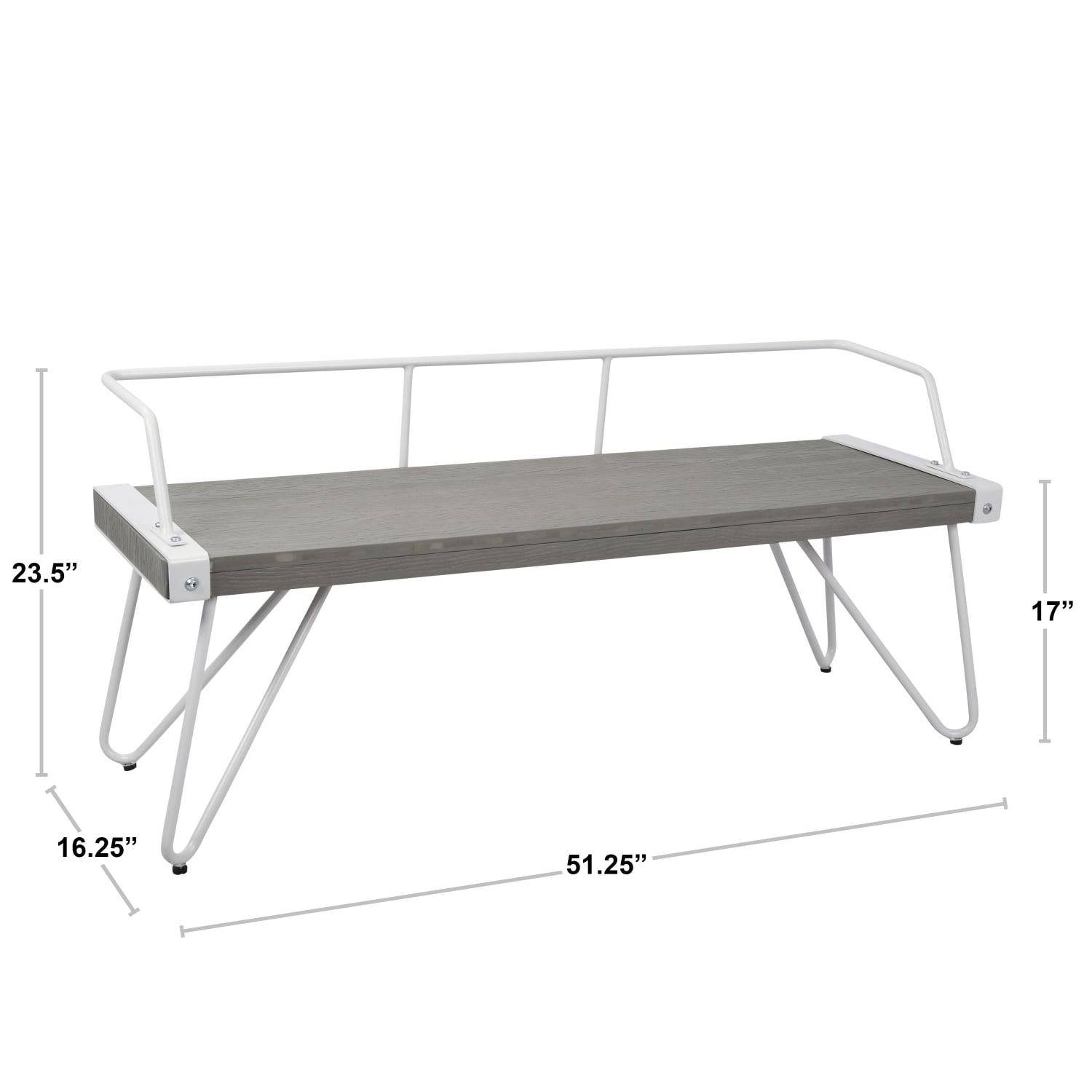 LumiSource Stefani Bench WhiteGray PopularChairscom LumiSource Stefani Bench WhiteGray PopularChairscom