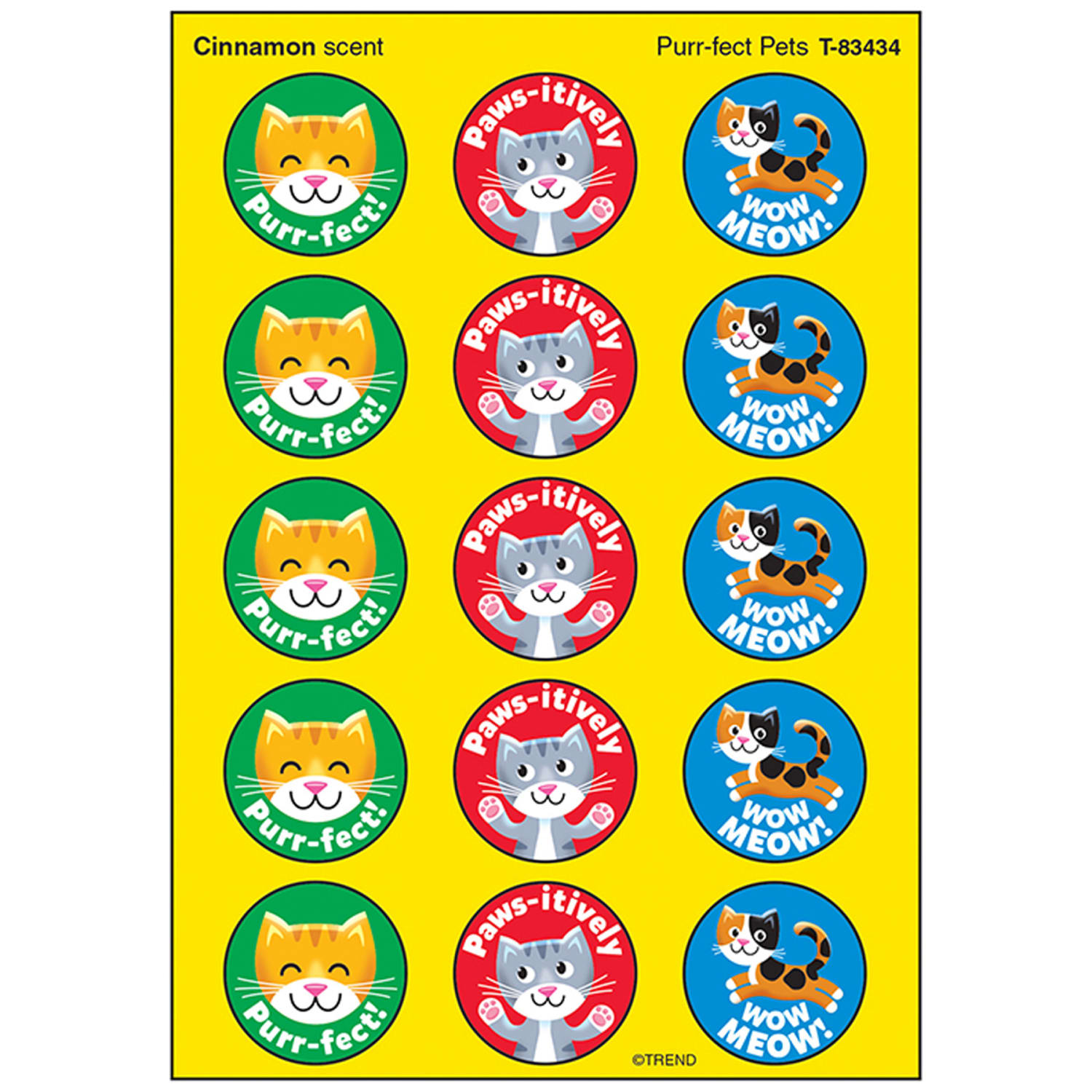 Trend Stinky Stickers, Purr-fect Pets/Cinnamon, 60 Stickers Per Pack, Set Of 6 Packs - Image 3