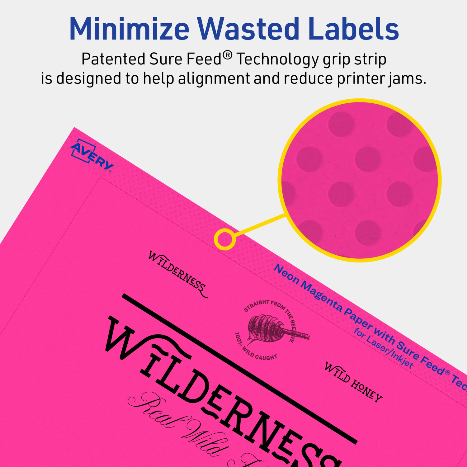 Avery Printable Labels With Sure Feed Technology, 94258-NMP40, Rectangle, 5in x 7in, Matte Neon Magenta, Pack of 80 - Image 5