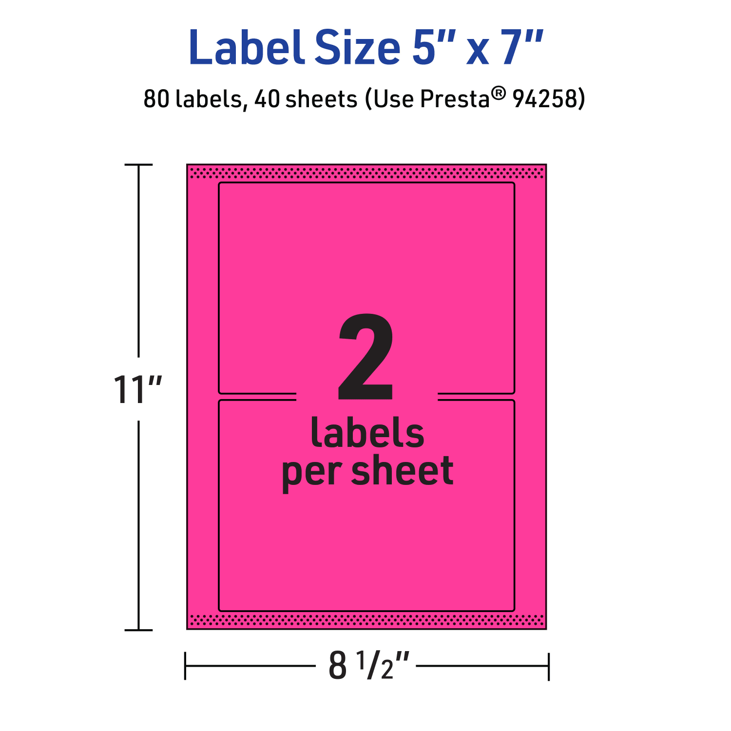 Avery Printable Labels With Sure Feed Technology, 94258-NMP40, Rectangle, 5in x 7in, Matte Neon Magenta, Pack of 80 - Image 6