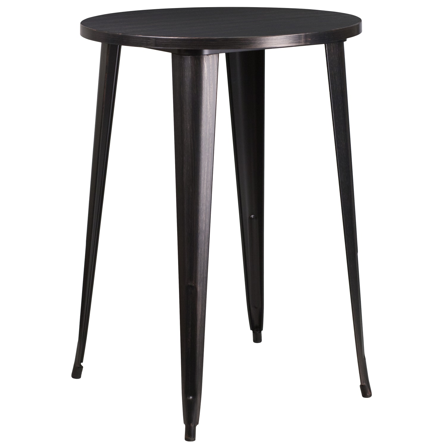 Flash Furniture Commercial-Grade Round Metal Indoor/Outdoor Bar Table Set With 2 Cafe Stools, 41inH x 30inW x 30inD, Black/Antique Gold - Image 5