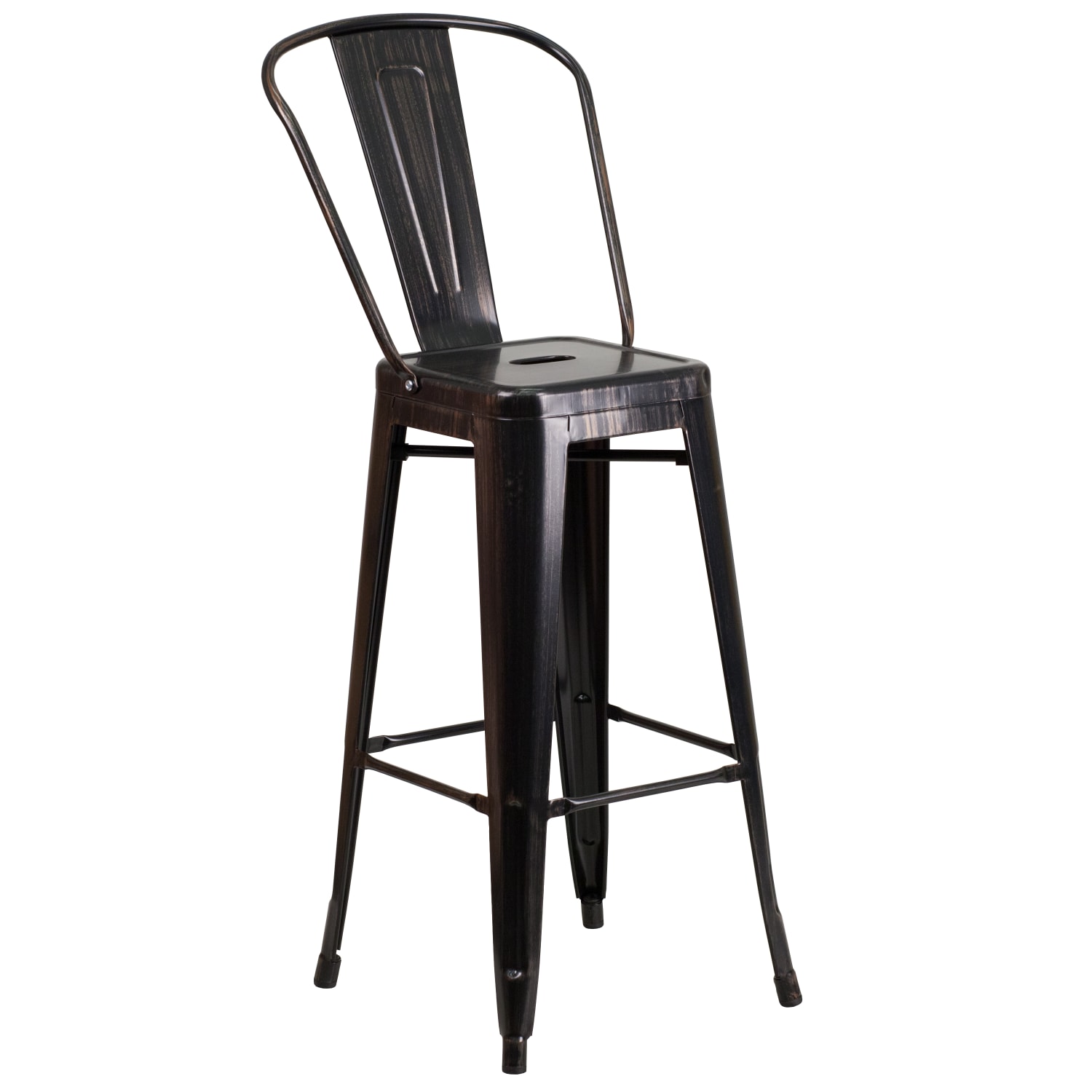 Flash Furniture Commercial-Grade Round Metal Indoor/Outdoor Bar Table Set With 2 Cafe Stools, 41inH x 30inW x 30inD, Black/Antique Gold - Image 6