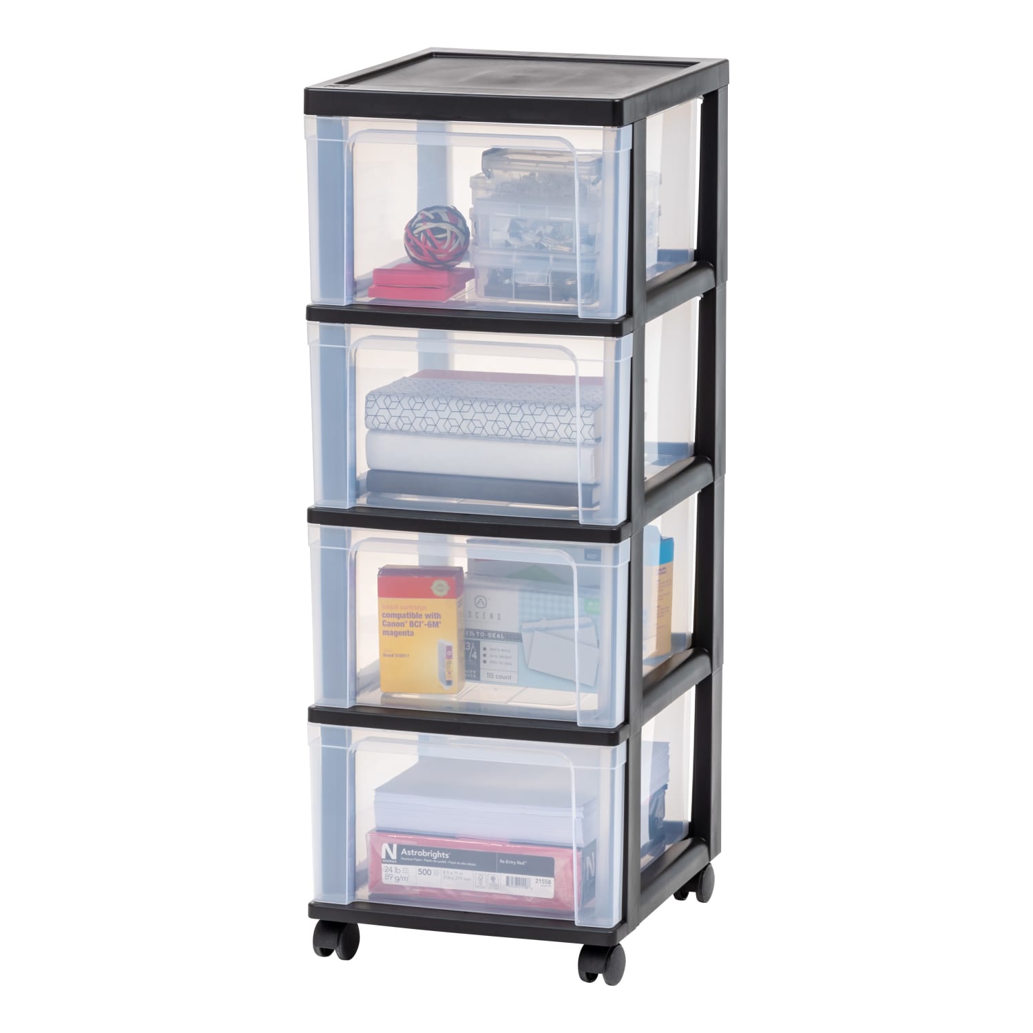 Iris Mini Chest, 4 Drawers, 70 Qt, Black