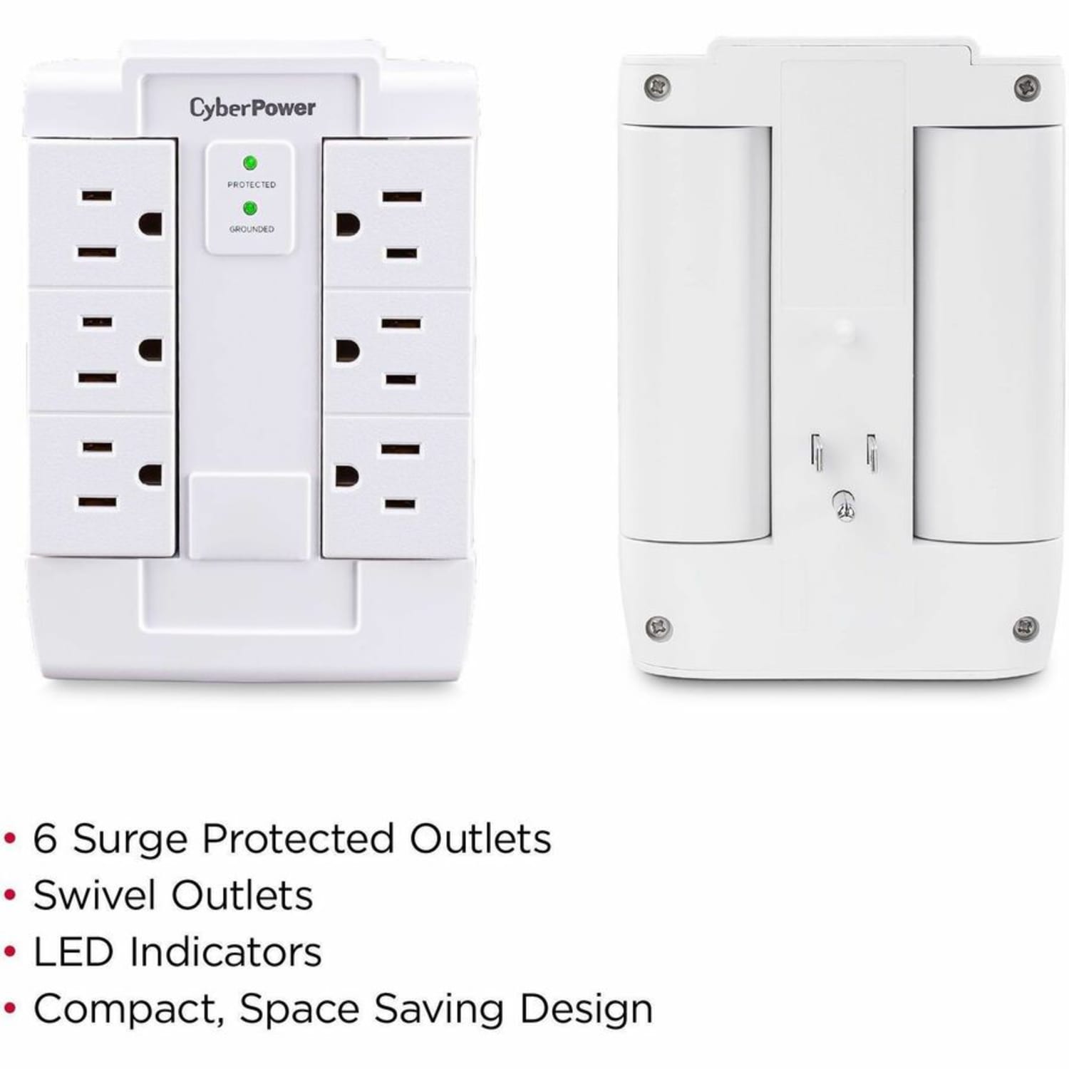 CyberPower CSB600WS Essential 6 - Outlet Surge with 900 J - Clamping Voltage 800V, NEMA 5-15P, Wall Tap, EMI/RFI Filtration, Black, Lifetime Warranty - Image 4