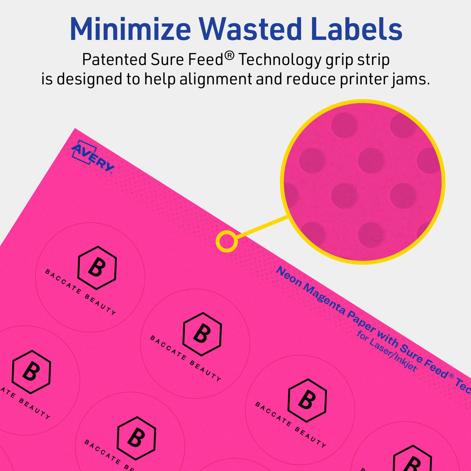 Avery Print-To-The-Edge Labels With Sure Feed Technology, 94508-NMP20, Round, 1-2/3in, Matte Neon Magenta, Pack of 400 - Image 5