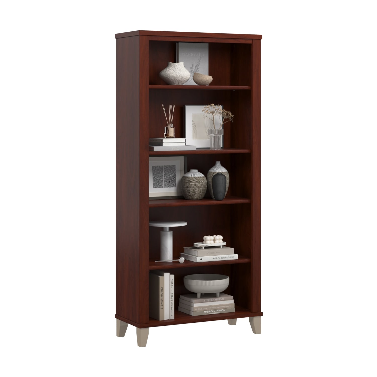 Bush Business Furniture Somerset 66inH 5-Shelf Bookcase, Hansen Cherry, Standard Delivery