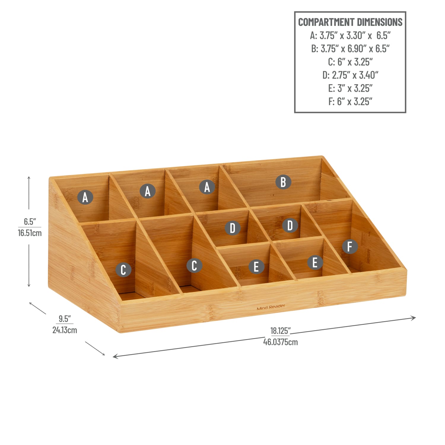 Mind Reader 6-Compartment 2-Tier Condiment Organizer, 11-3/4inH x 6-3/4inW x 13-109/8inD, Brown - Image 4