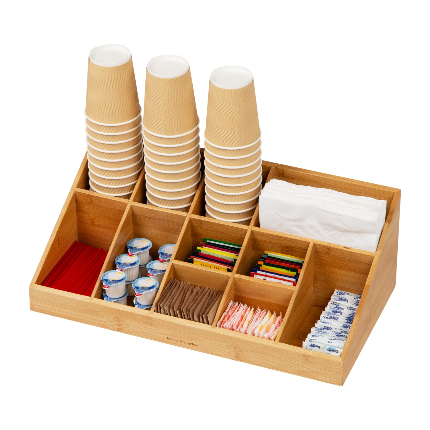 Mind Reader 6-Compartment 2-Tier Condiment Organizer, 11-3/4inH x 6-3/4inW x 13-109/8inD, Brown - Image 6
