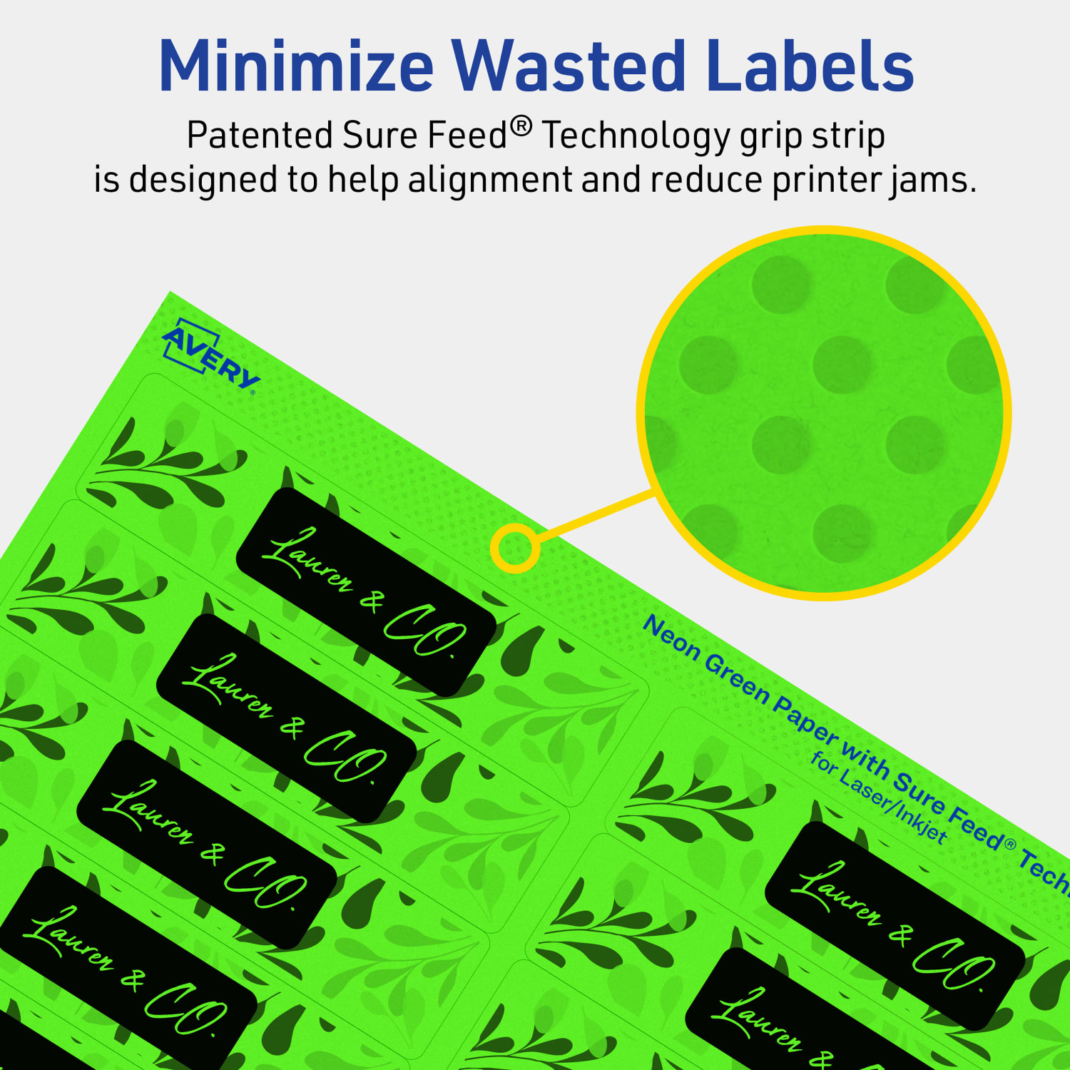 Avery Printable Labels With Sure Feed Technology, 94202-NGP10, Rectangle, 1in x 4in, Matte Neon Green, Pack of 200 - Image 5