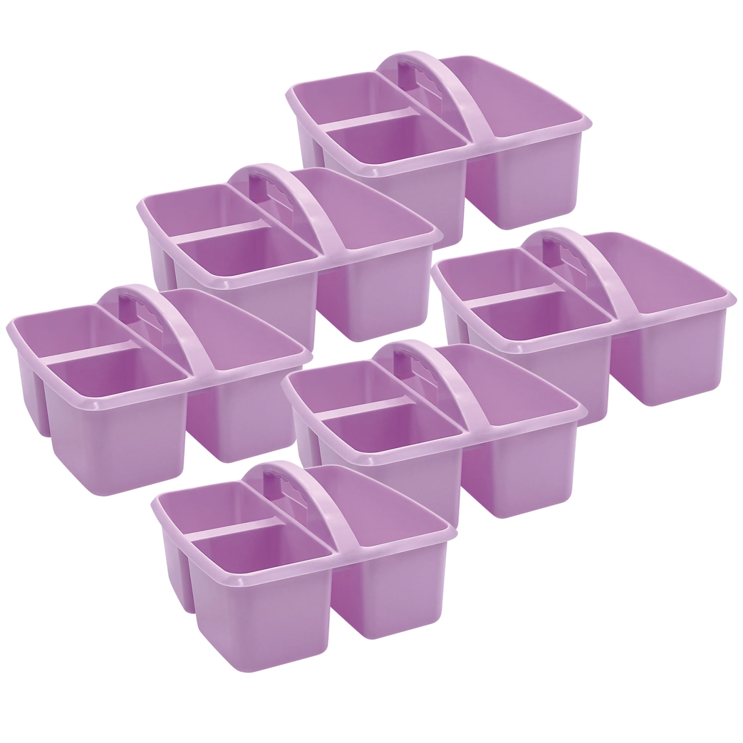 Teacher Created Resources Plastic Storage Caddies, 5-1/4inH x 9-1/4inW x 9inD, Lavender, Pack Of 6 Caddies