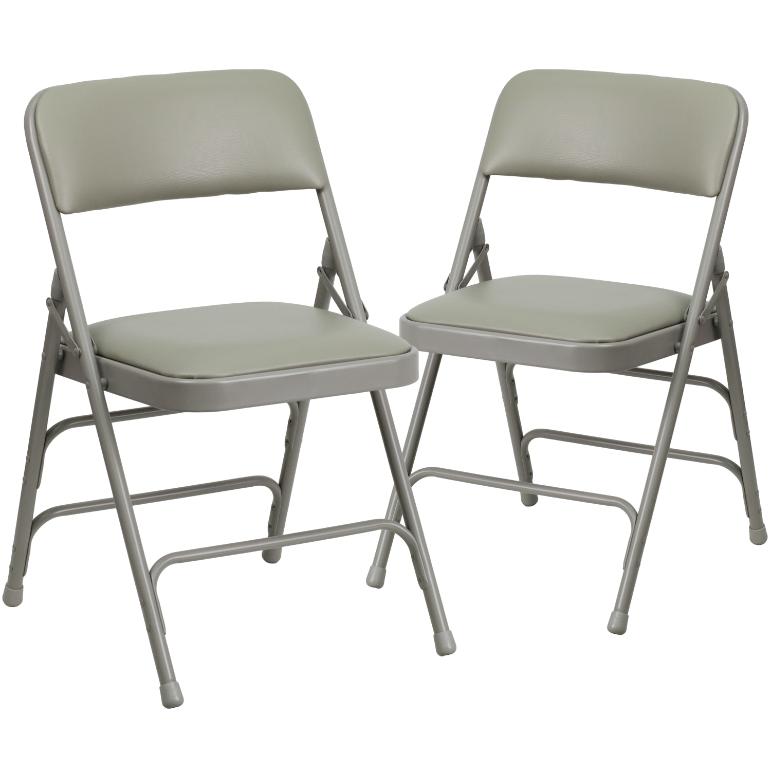 Flash Furniture HERCULES Series Metal Folding Chairs With Padded Vinyl Seats, Gray/Black, Pack Of 2 Chairs - Image 4