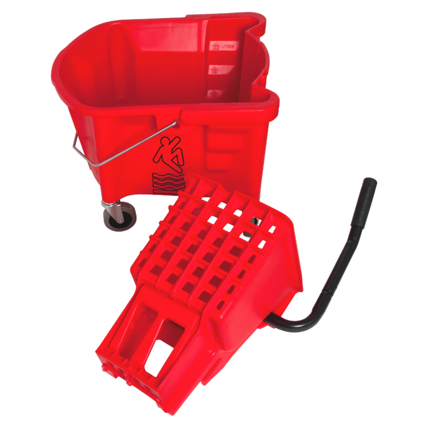 Genuine Joe Mop Bucket And Wringer Combination, 26 Quarts, Red - Image 4