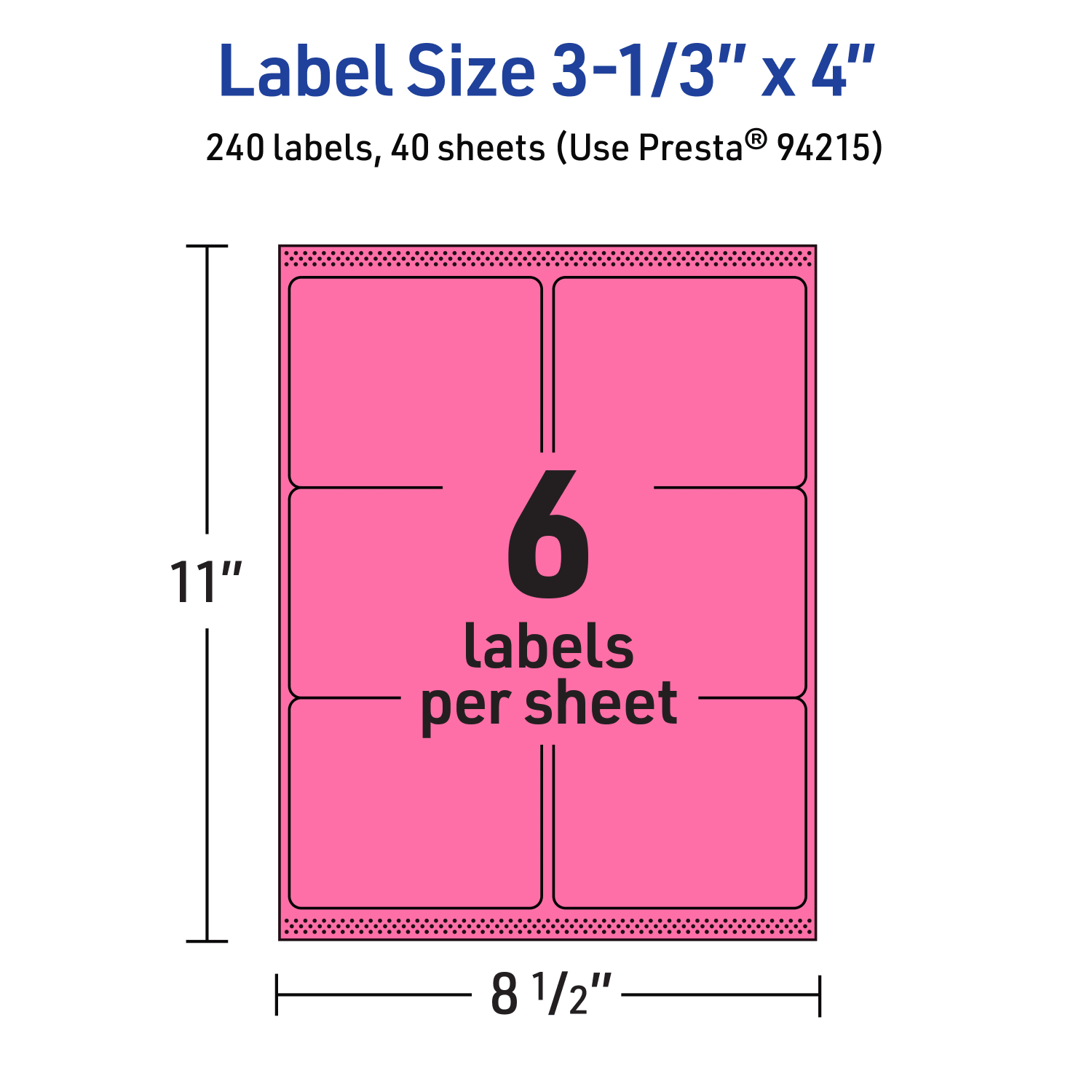 Avery Printable Labels With Sure Feed Technology, 94215-BPP40, Rectangle, 3-1/3in x 4in, Matte Bright Pink, Pack of 240 - Image 6