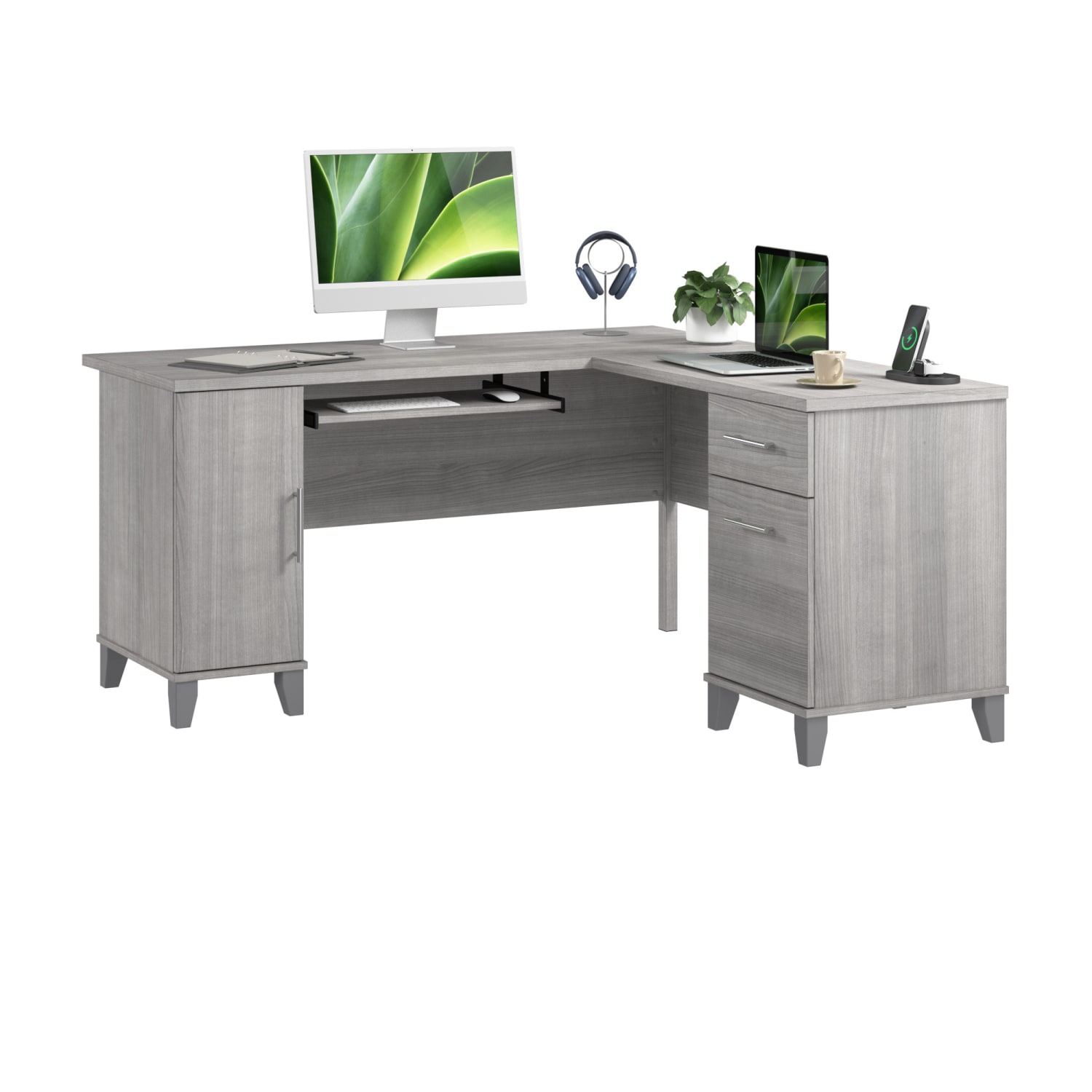 Bush Business Furniture Somerset 60inW L-Shaped Corner Desk, Platinum Gray, Standard Delivery - Image 3