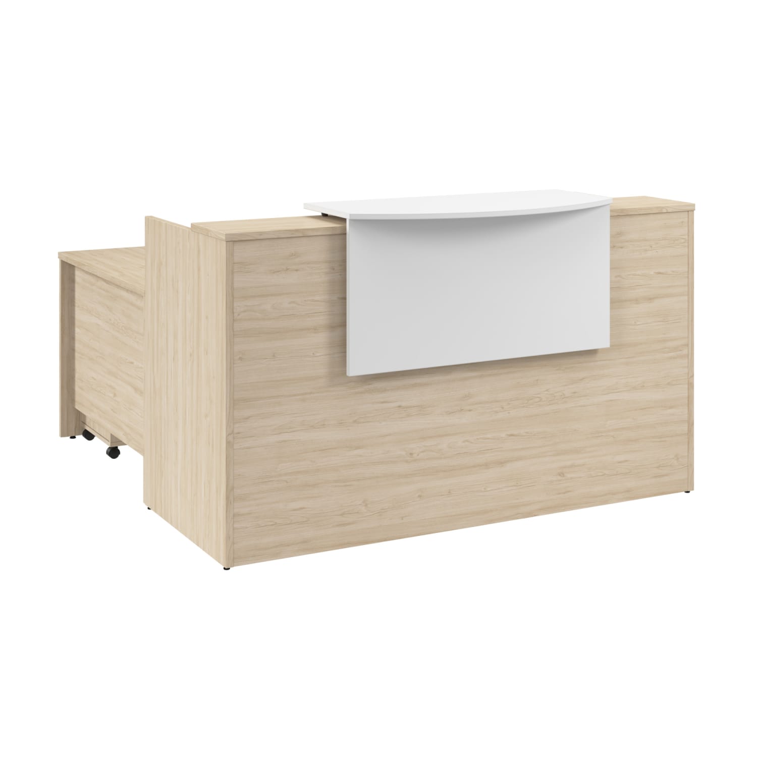 Bush Business Furniture Arrive 72inW L Shaped Reception Desk with Counter and Mobile File Cabinet, Natural Elm, Standard Delivery - Image 3