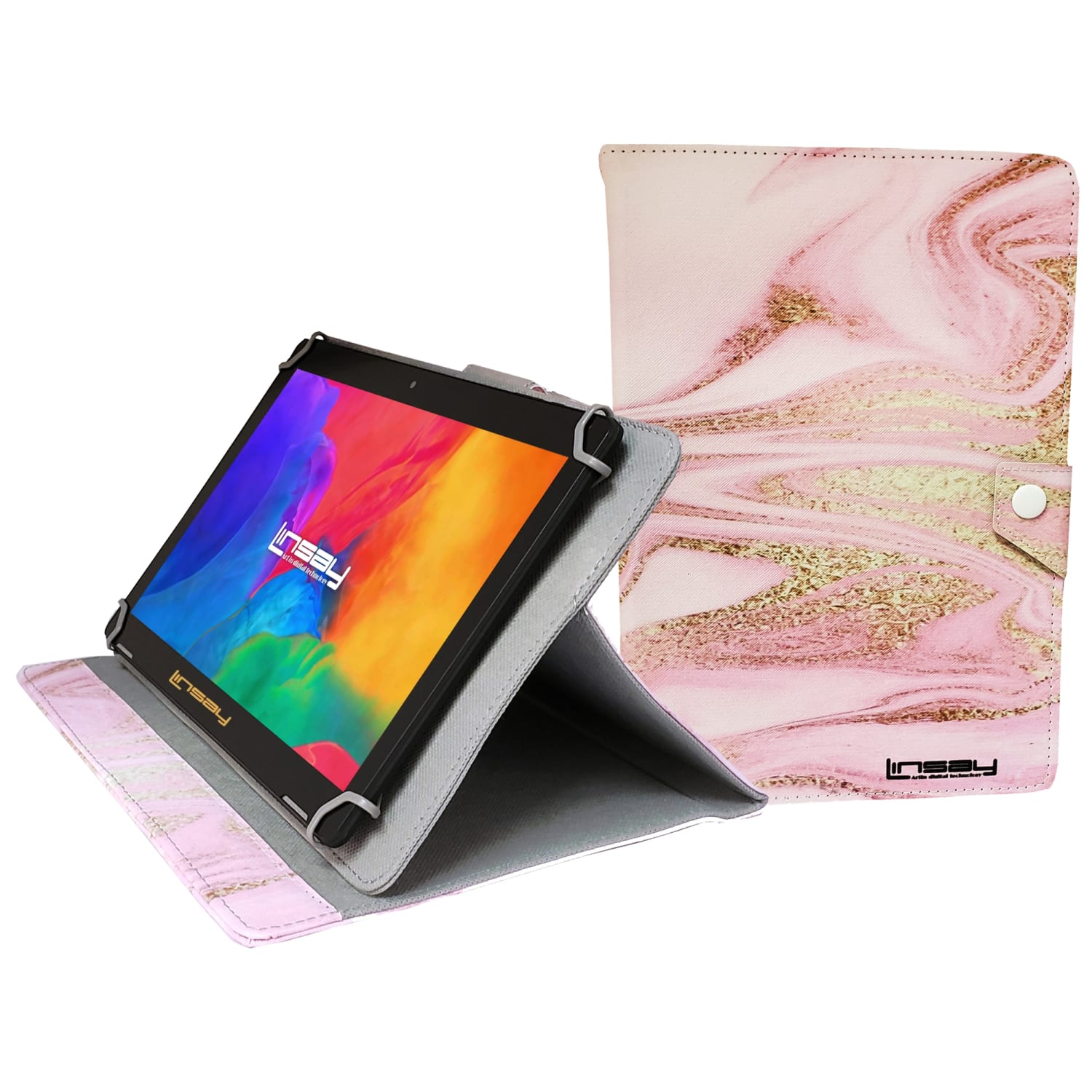 Linsay F10IPS Tablet, 10.1in Screen, 2GB Memory, 64GB Storage, Android 13, Pink Glaze Marble - Image 3