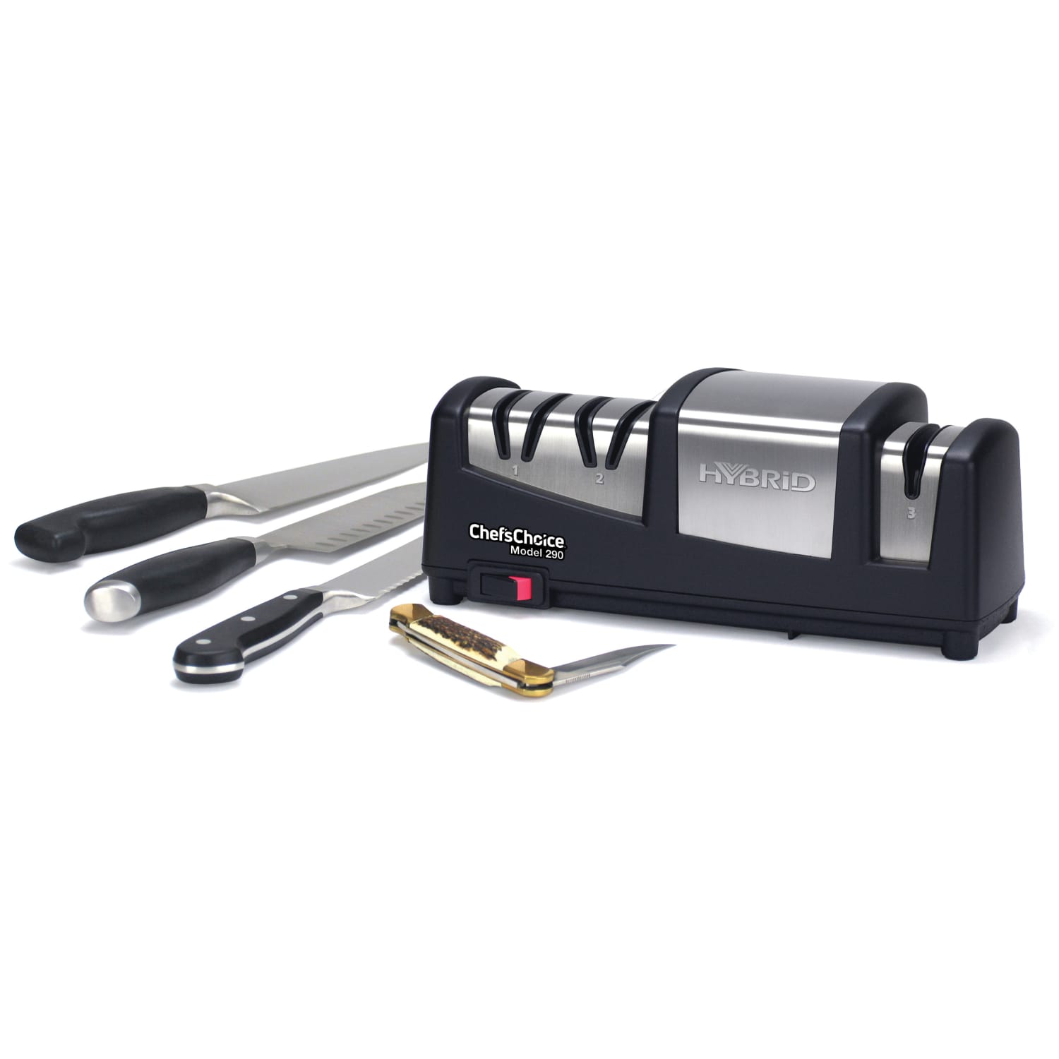 Edgecraft Chefs Choice Hybrid AngleSelect Diamond Hone Knife Sharpener, Black/Silver - Image 3