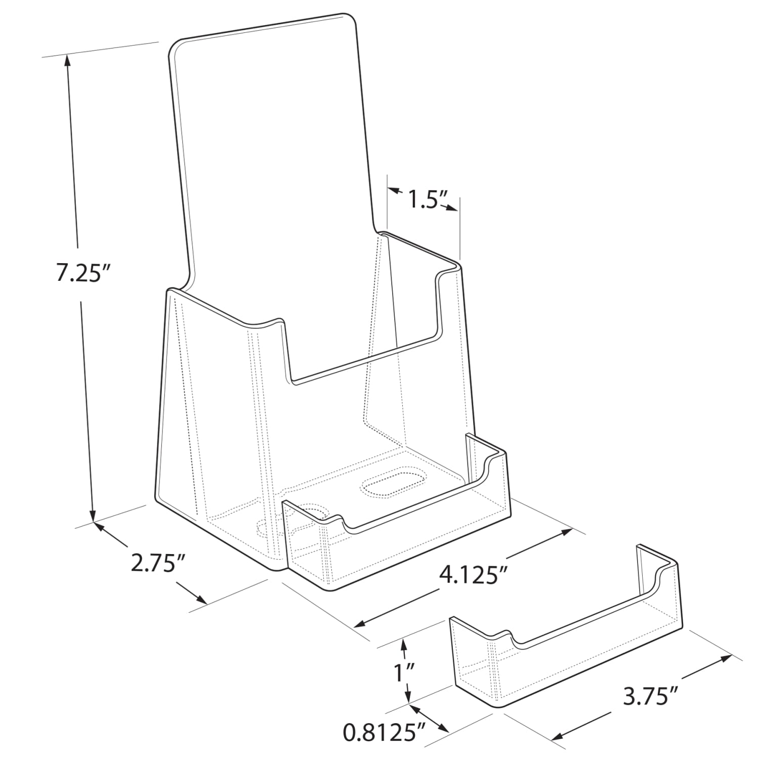 Azar Displays Trifold Brochure Holders With Business Card Pockets, 7-1/4inH x 4-1/8inW x 3-9/16inD, Clear, Set Of 50 Holders - Image 3