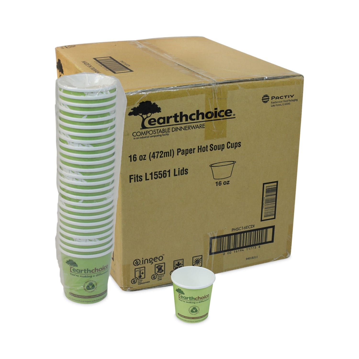 Pactiv Evergreen EarthChoice Soup Cups, Large, 16 Oz, Green, Carton Of 500 Cups - Image 5