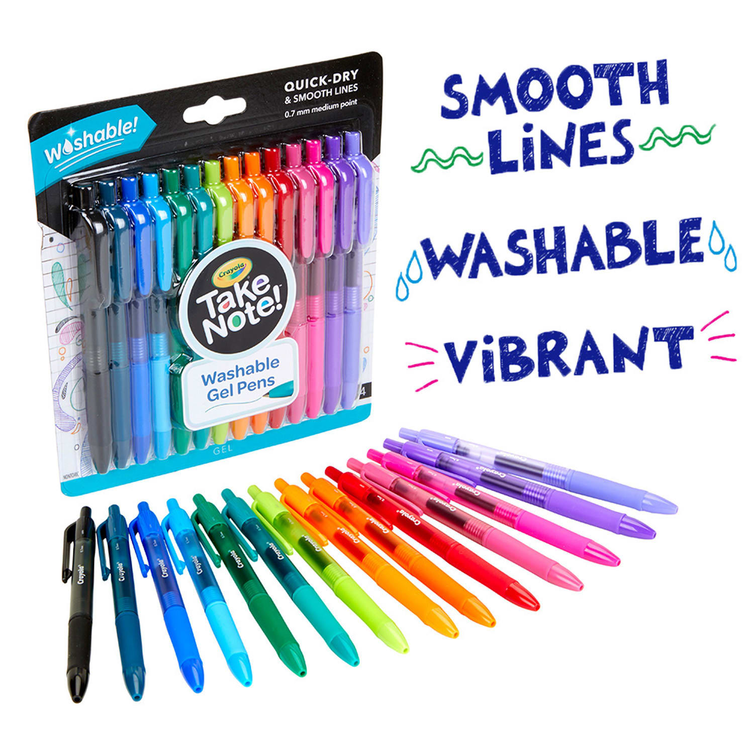 Crayola Take Note! Washable Gel Pens, 14 Per Pack, Set Of 2 Packs - Image 3